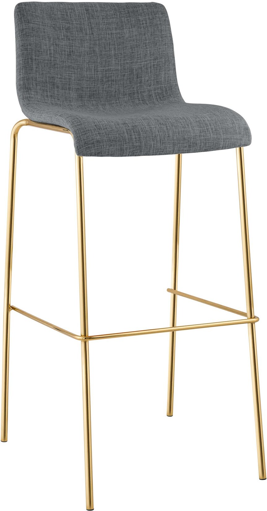 CLP Barhocker Hoover Stoff 4-Fuß Gold Farbe: hellgrau