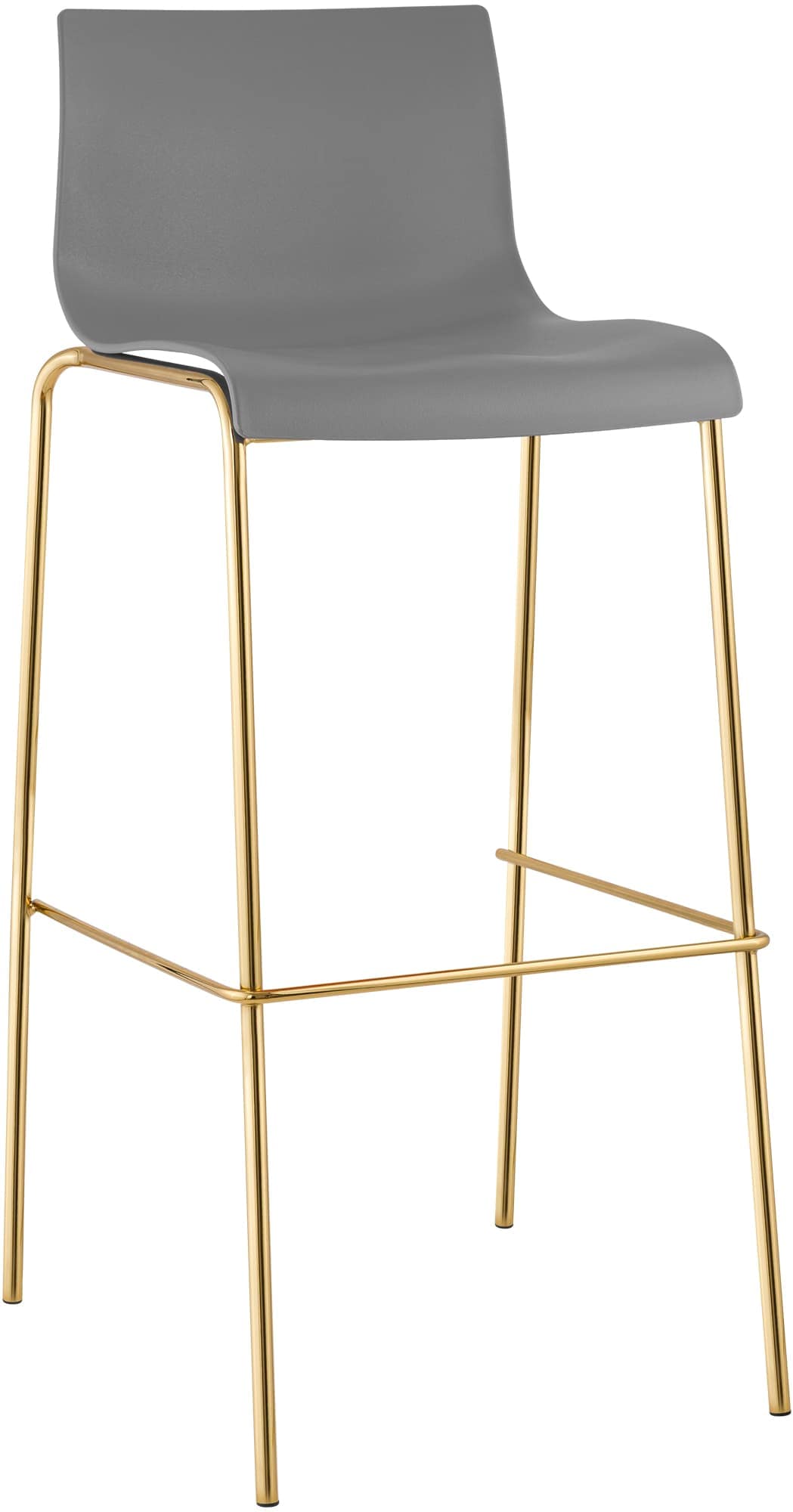 CLP Barhocker mit Lehne Hover, Barstuhl stapelbar mit Sitz aus Kunststoff, Metallgestell Goldoptik, Stapelstuhl bis 150 kg belastbar 