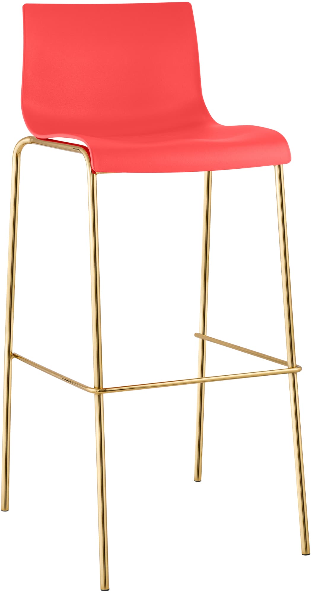 CLP Barhocker mit Lehne Hover, Barstuhl stapelbar mit Sitz aus Kunststoff, Metallgestell Goldoptik, Stapelstuhl bis 150 kg belastbar 