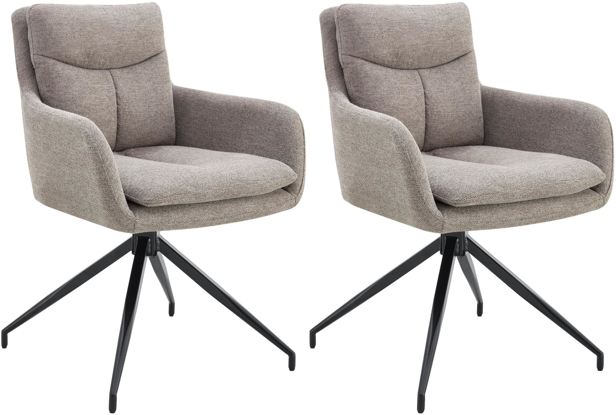 CLP Esszimmerstuhl 2er Set drehbar Somers Stoff, 180&deg; schwenkbare Sessel mit Armlehnen und R&uuml;ckenlehnen, K&uuml;chenst&uuml;hle gepolstert 