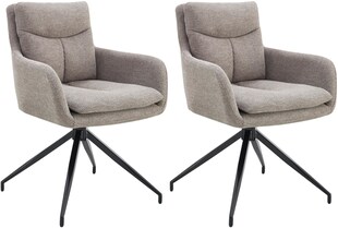 CLP Esszimmerstuhl 2er Set drehbar Somers Stoff, 180° schwenkbare Sessel mit Armlehnen und Rückenlehnen, Küchenstühle gepolstert 