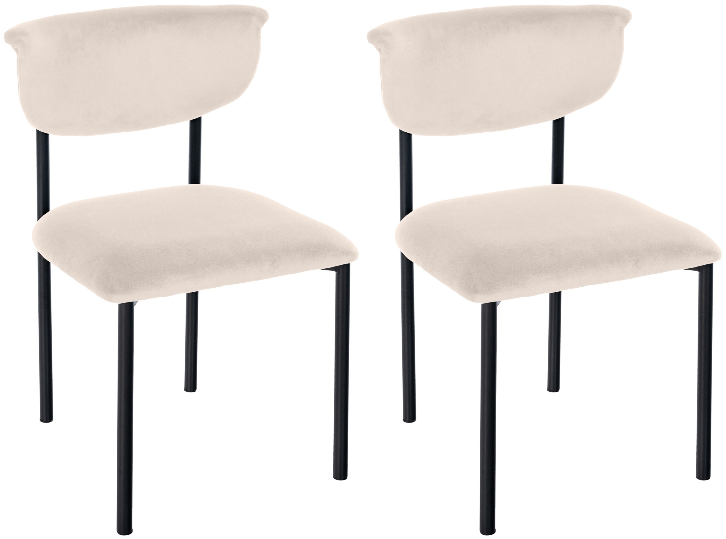 CLP 2er Set Esszimmerstuhl Gambell Samt, K&uuml;chenstuhl bis 130 kg belastbar, Stuhl mit R&uuml;ckenlehne f&uuml;r K&uuml;che, Wohnzimmer oder Schlafzimmer 