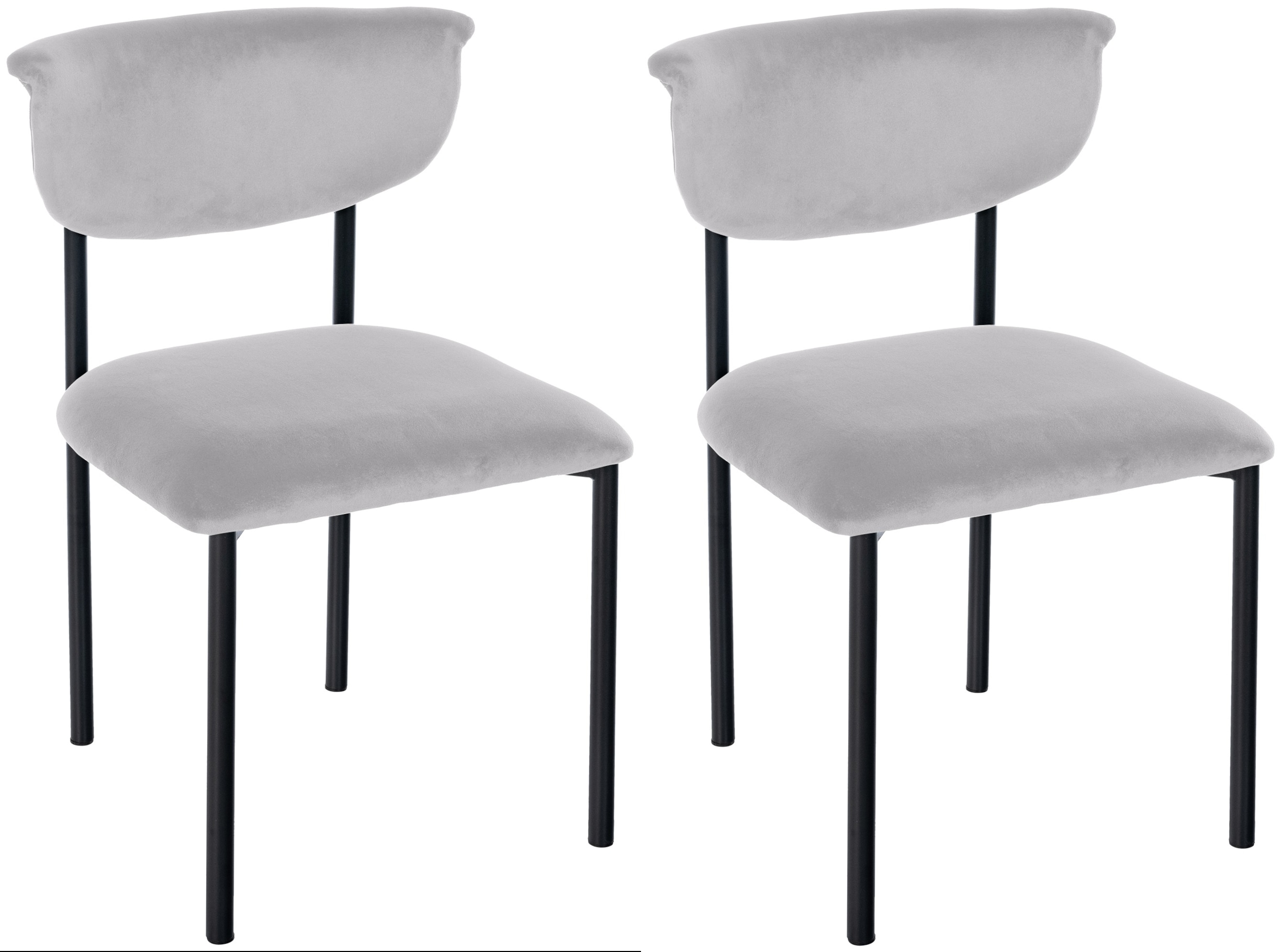 CLP 2er Set Esszimmerstuhl Gambell Samt, K&uuml;chenstuhl bis 130 kg belastbar, Stuhl mit R&uuml;ckenlehne f&uuml;r K&uuml;che, Wohnzimmer oder Schlafzimmer 