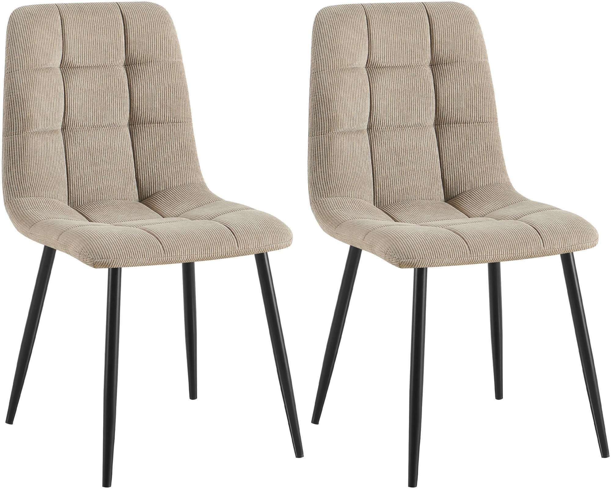 CLP 2er Set Esszimmerstuhl Tilde, K&uuml;chenst&uuml;hle gepolstert mit gestepptem Bezug, Polsterst&uuml;hle mit Metallgestell, bis 150 kg belastbar 