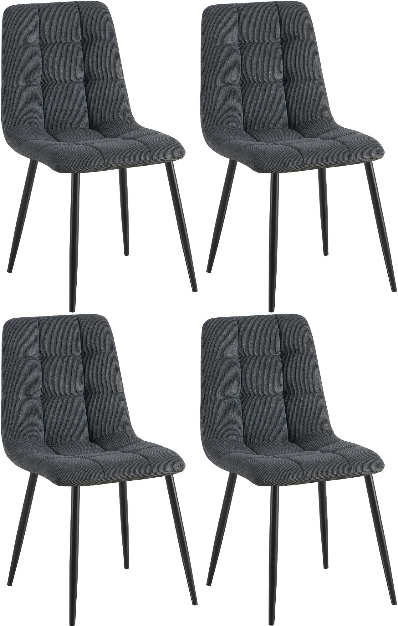 CLP 4er Set Esszimmerstuhl Tilde, K&uuml;chenst&uuml;hle gepolstert mit gestepptem Bezug, Polsterst&uuml;hle mit Metallgestell, bis 150 kg belastbar 