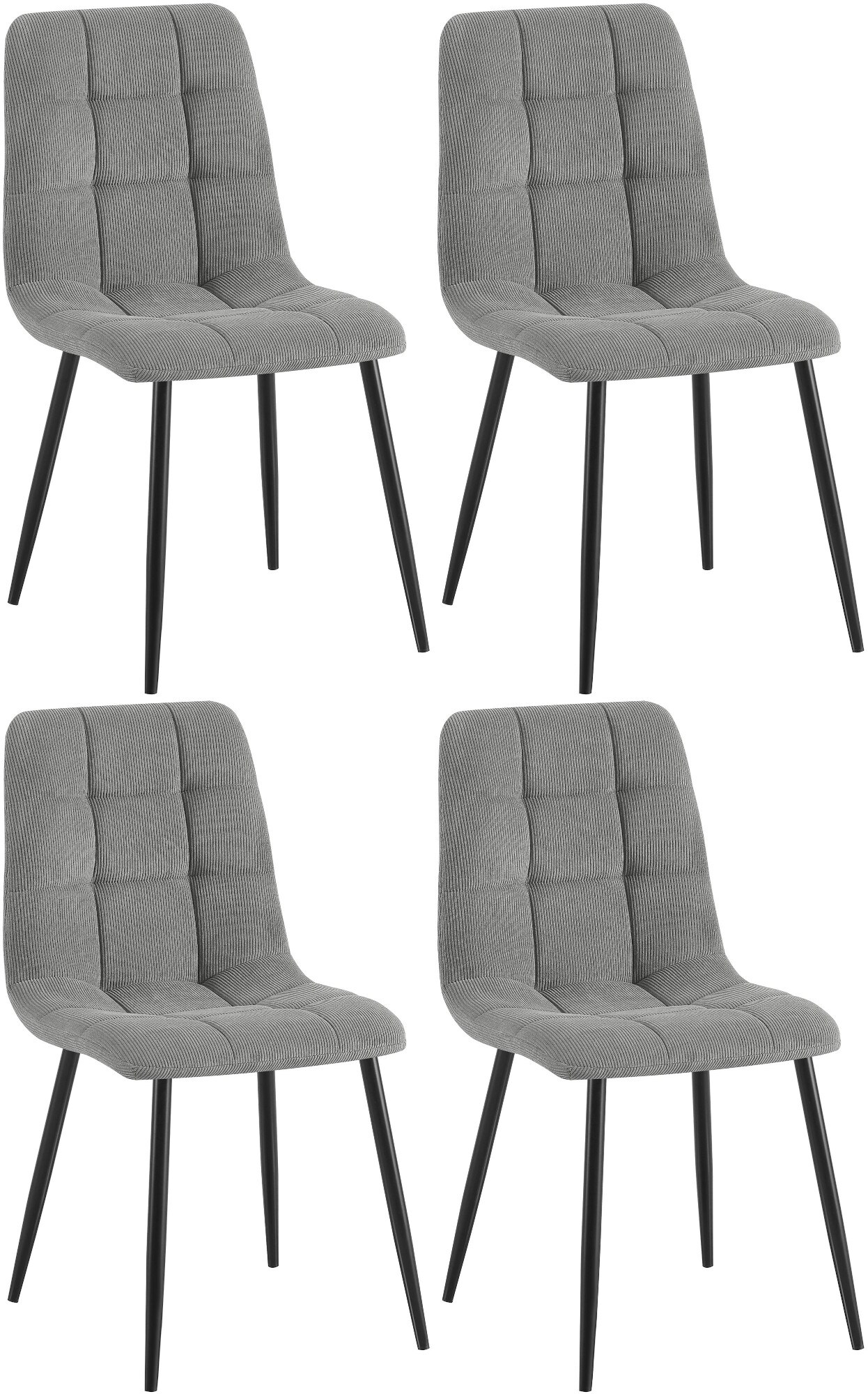 CLP 4er Set Esszimmerstuhl Tilde, K&uuml;chenst&uuml;hle gepolstert mit gestepptem Bezug, Polsterst&uuml;hle mit Metallgestell, bis 150 kg belastbar 