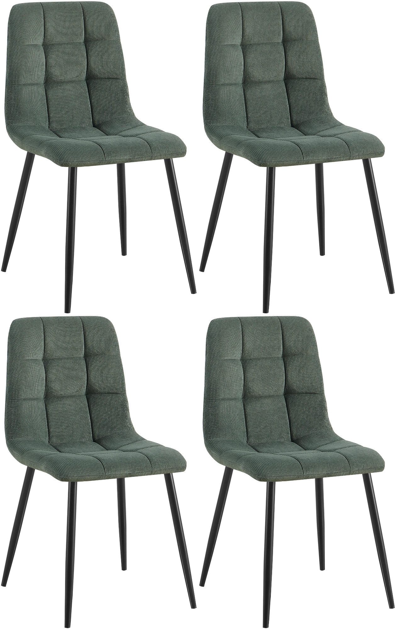 CLP 4er Set Esszimmerstuhl Tilde, K&uuml;chenst&uuml;hle gepolstert mit gestepptem Bezug, Polsterst&uuml;hle mit Metallgestell, bis 150 kg belastbar 