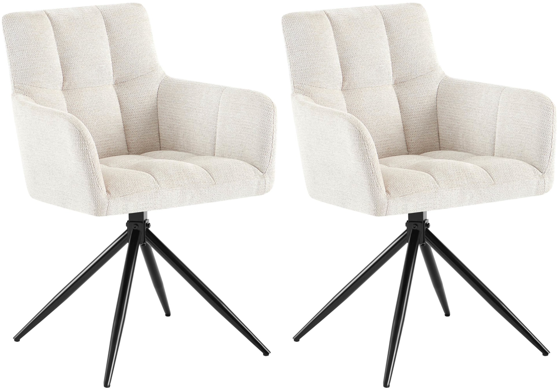CLP Esszimmerst&uuml;hle 2er Set, Sessel Jonah drehbar mit Armlehnen, moderne Drehst&uuml;hle mit Stoff f&uuml;r Wohnzimmer, bis 150 kg belastbar 
