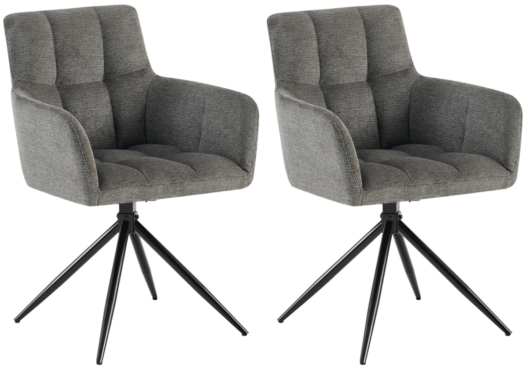 CLP Esszimmerst&uuml;hle 2er Set, Sessel Jonah drehbar mit Armlehnen, moderne Drehst&uuml;hle mit Stoff f&uuml;r Wohnzimmer, bis 150 kg belastbar 