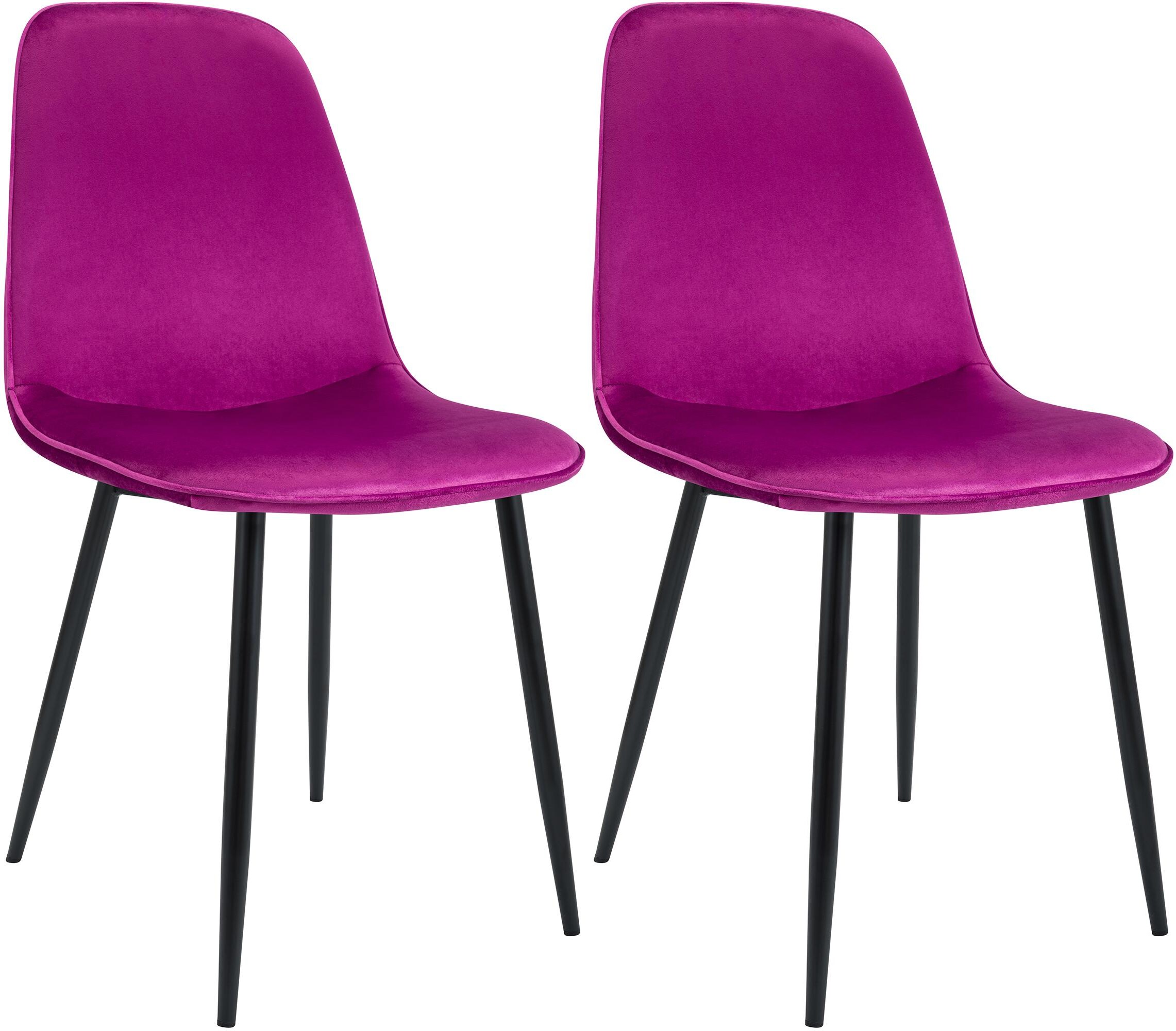 CLP Esszimmerstuhl 2er Set gepolstert Maryam, K&uuml;chenstuhl mit R&uuml;ckenlehne und schwarzem Metallgestell, bis 150 kg belastbar 