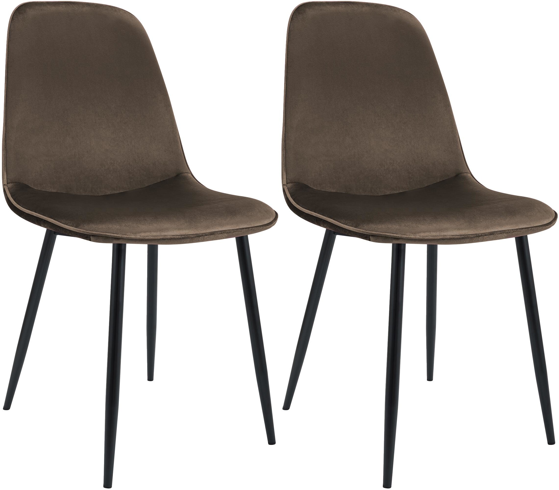 CLP Esszimmerstuhl 2er Set gepolstert Maryam, K&uuml;chenstuhl mit R&uuml;ckenlehne und schwarzem Metallgestell, bis 150 kg belastbar 