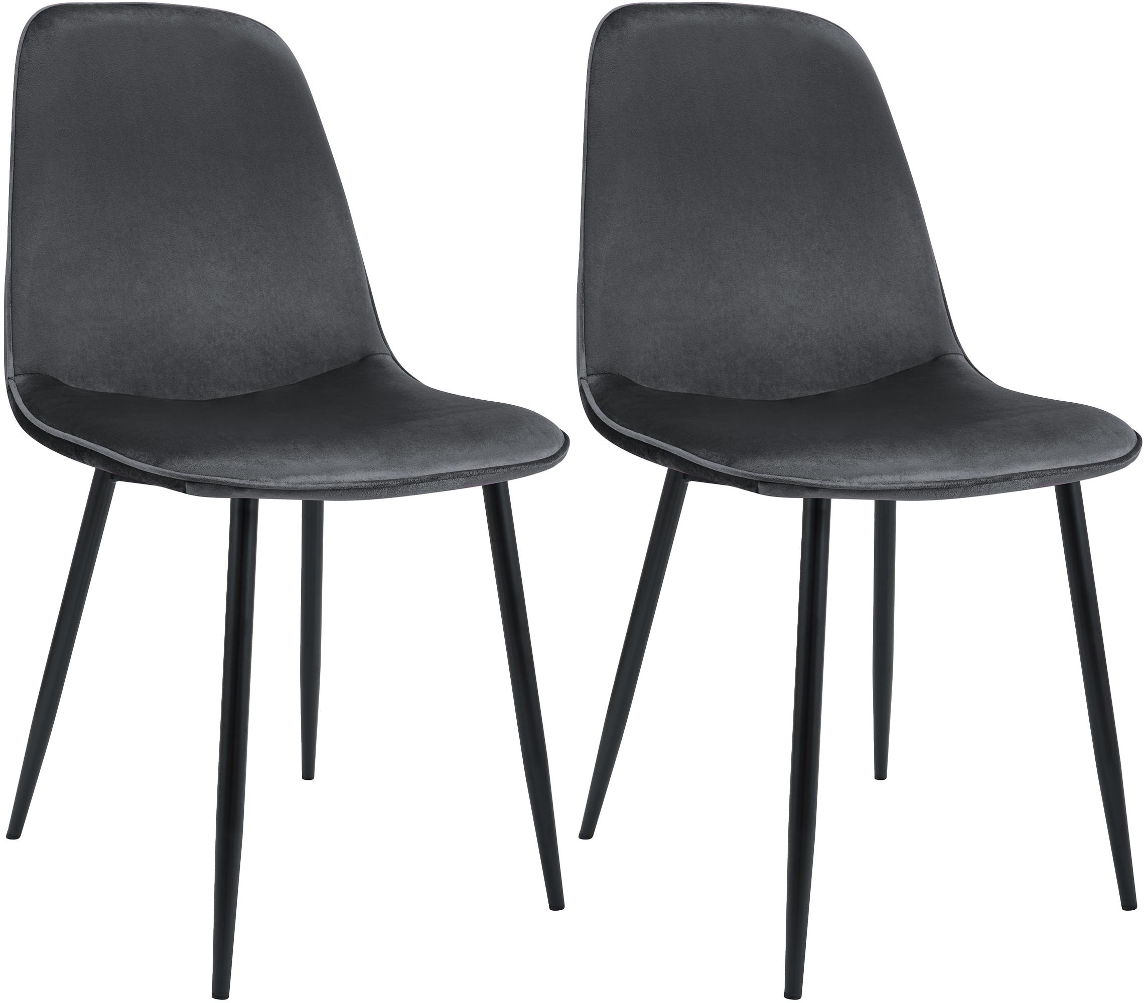 CLP Esszimmerstuhl 2er Set gepolstert Maryam, K&uuml;chenstuhl mit R&uuml;ckenlehne und schwarzem Metallgestell, bis 150 kg belastbar 