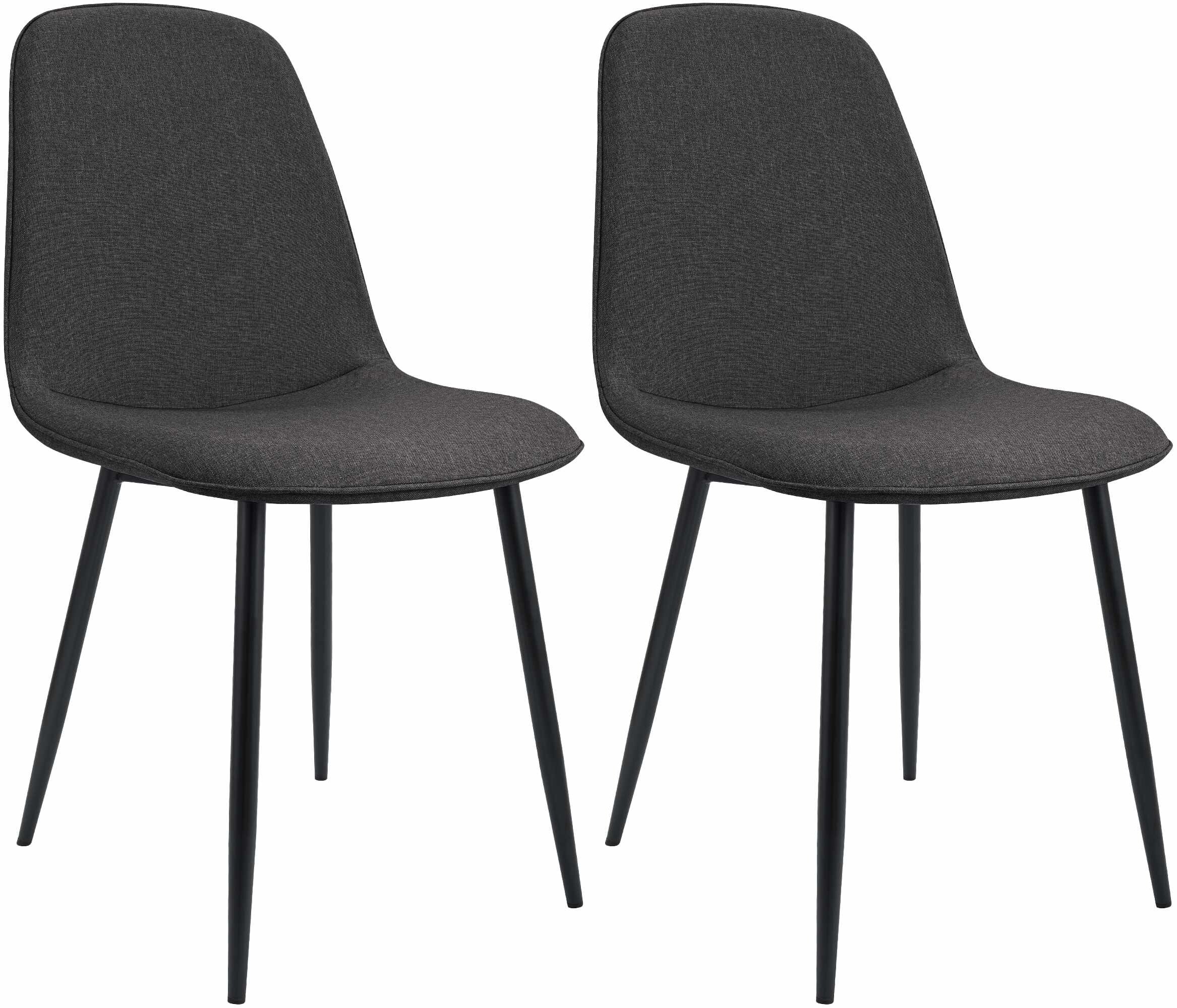 CLP Esszimmerstuhl 2er Set gepolstert Maryam, K&uuml;chenstuhl mit R&uuml;ckenlehne und schwarzem Metallgestell, bis 150 kg belastbar 