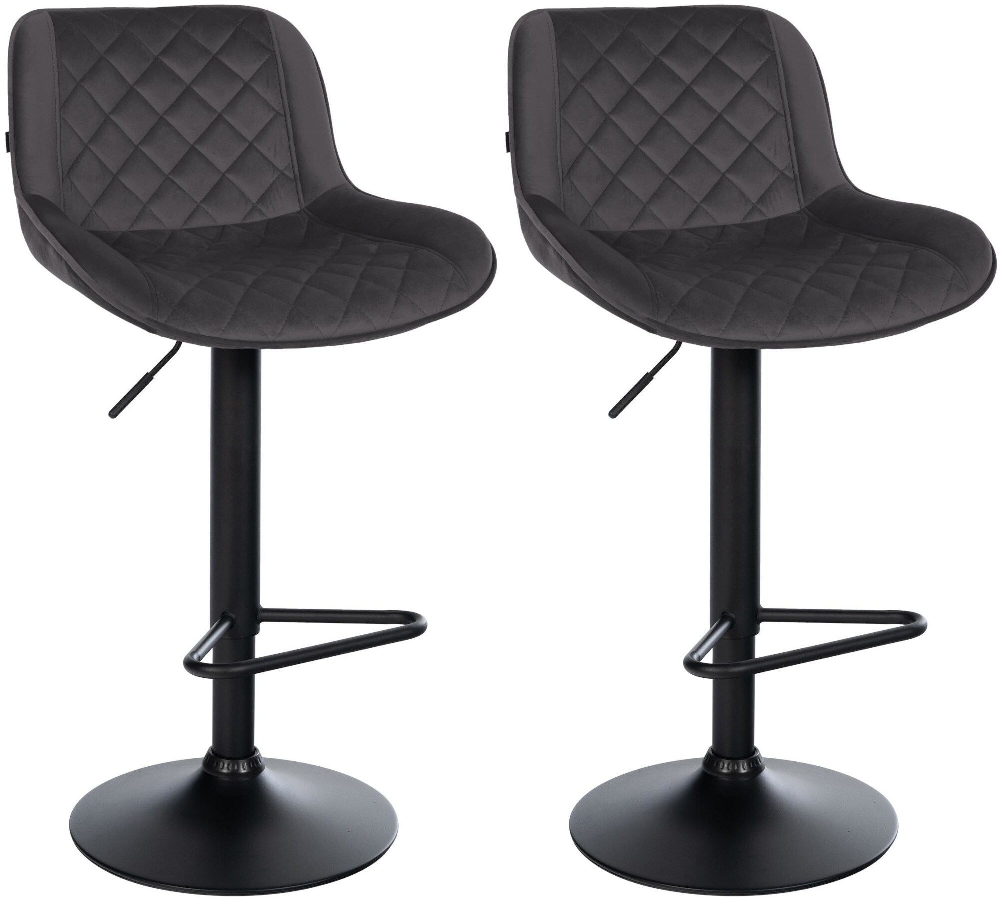 CLP Barhocker 2er Set, Barstuhl Kasson h&ouml;henverstellbar und drehbar mit R&uuml;ckenlehne, modern mit Fu&szlig;ablage und gepolsterter Sitz 
