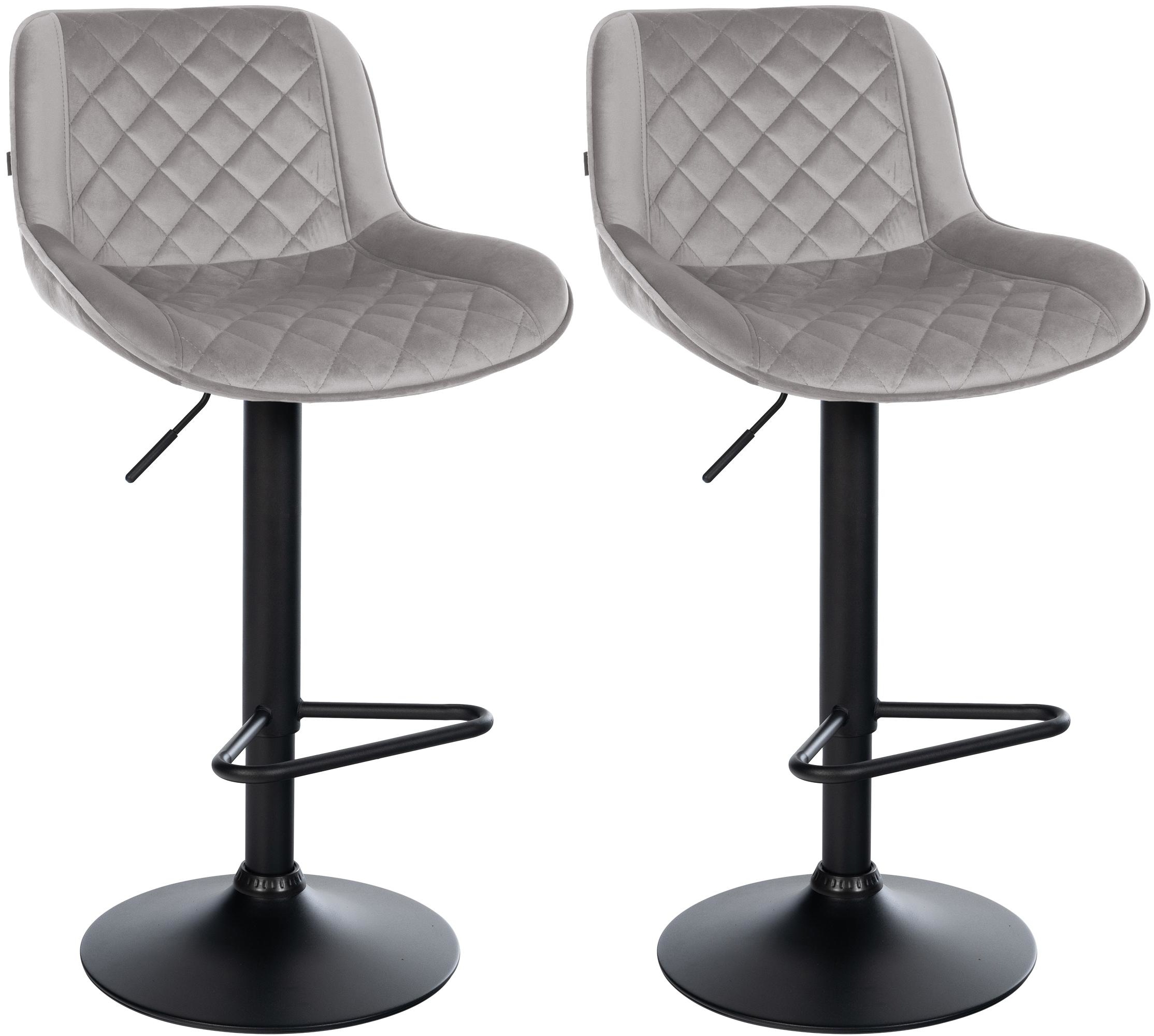 CLP Barhocker 2er Set, Barstuhl Kasson h&ouml;henverstellbar und drehbar mit R&uuml;ckenlehne, modern mit Fu&szlig;ablage und gepolsterter Sitz 