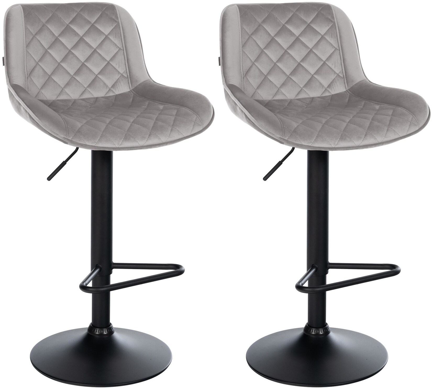 CLP 2er Set Barhocker Kasson Samt Farbe: grau, Material: Samt