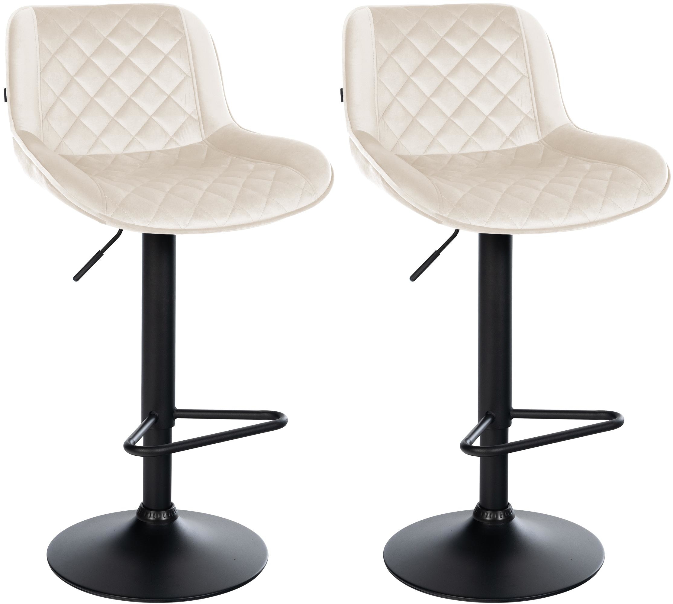 CLP Barhocker 2er Set, Barstuhl Kasson h&ouml;henverstellbar und drehbar mit R&uuml;ckenlehne, modern mit Fu&szlig;ablage und gepolsterter Sitz 