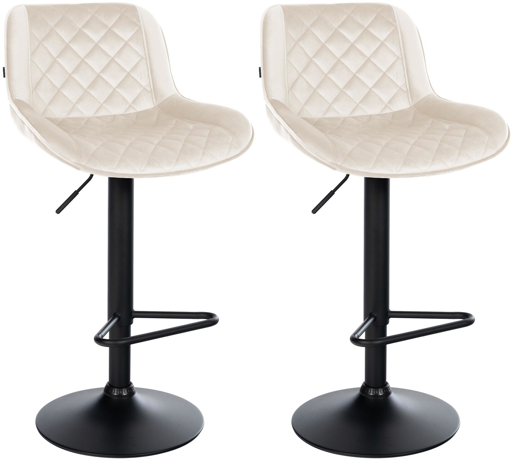 CLP 2er Set Barhocker Kasson Samt Farbe: creme, Material: Samt