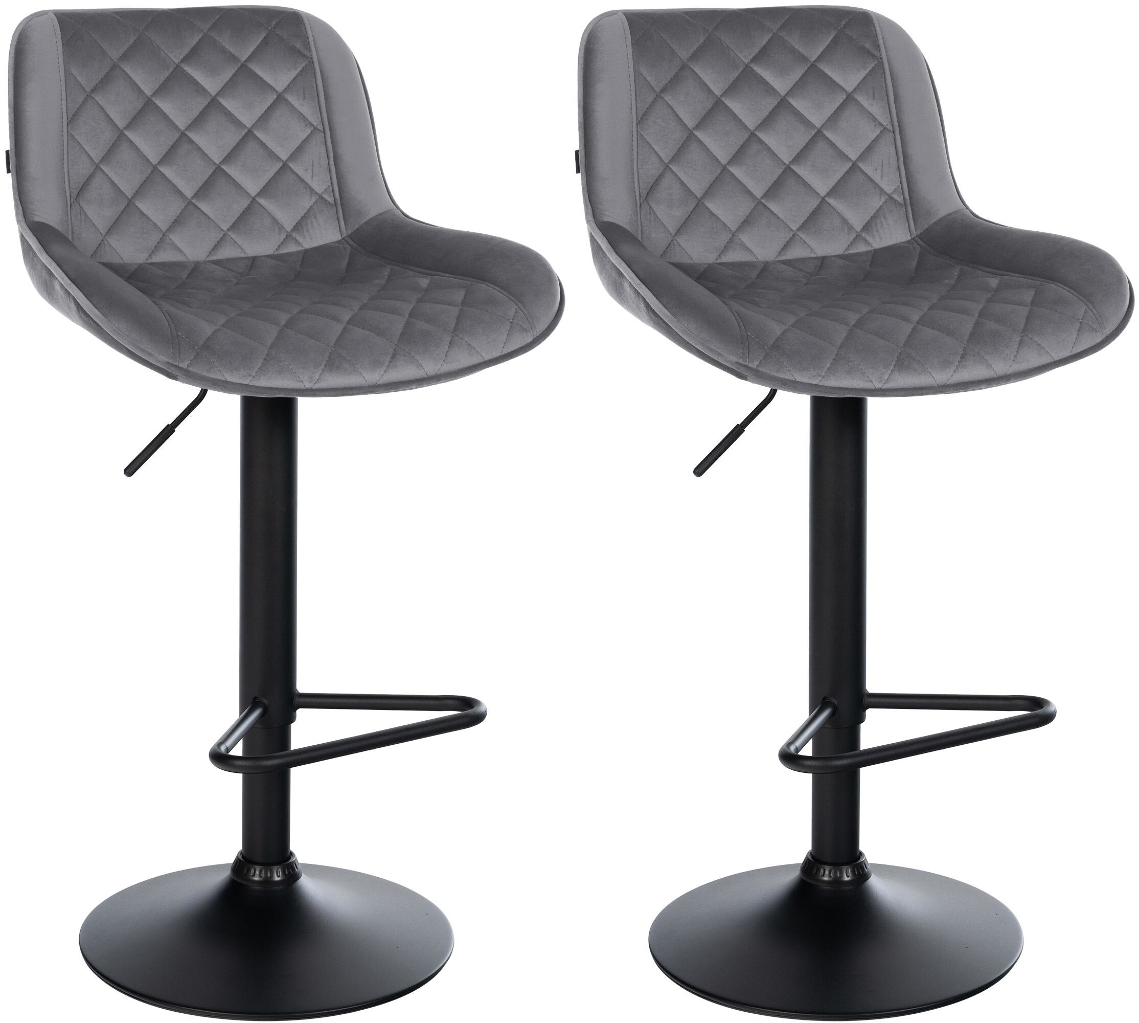 CLP Barhocker 2er Set, Barstuhl Kasson h&ouml;henverstellbar und drehbar mit R&uuml;ckenlehne, modern mit Fu&szlig;ablage und gepolsterter Sitz 