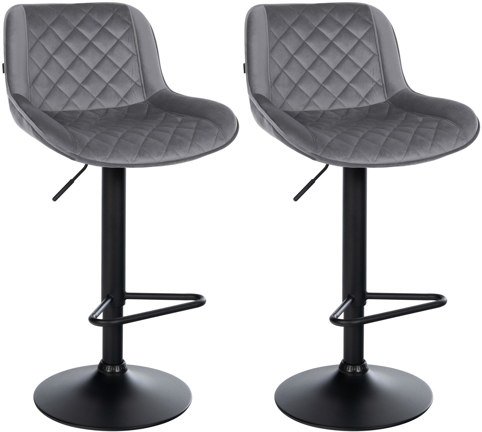 CLP 2er Set Barhocker Kasson Samt Farbe: dunkelgrau, Material: Samt