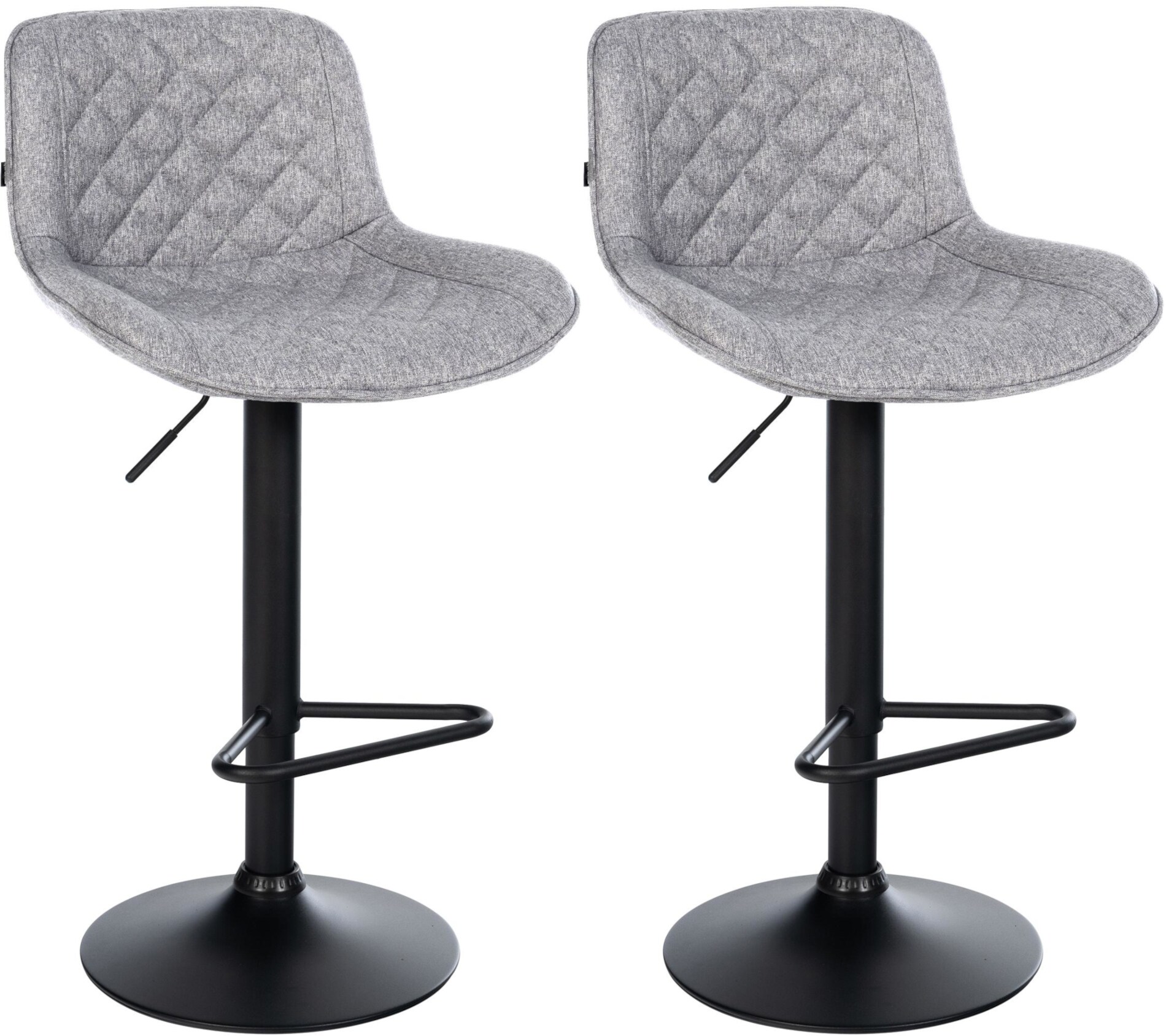 CLP Barhocker 2er Set, Barstuhl Kasson h&ouml;henverstellbar und drehbar mit R&uuml;ckenlehne, modern mit Fu&szlig;ablage und gepolsterter Sitz 