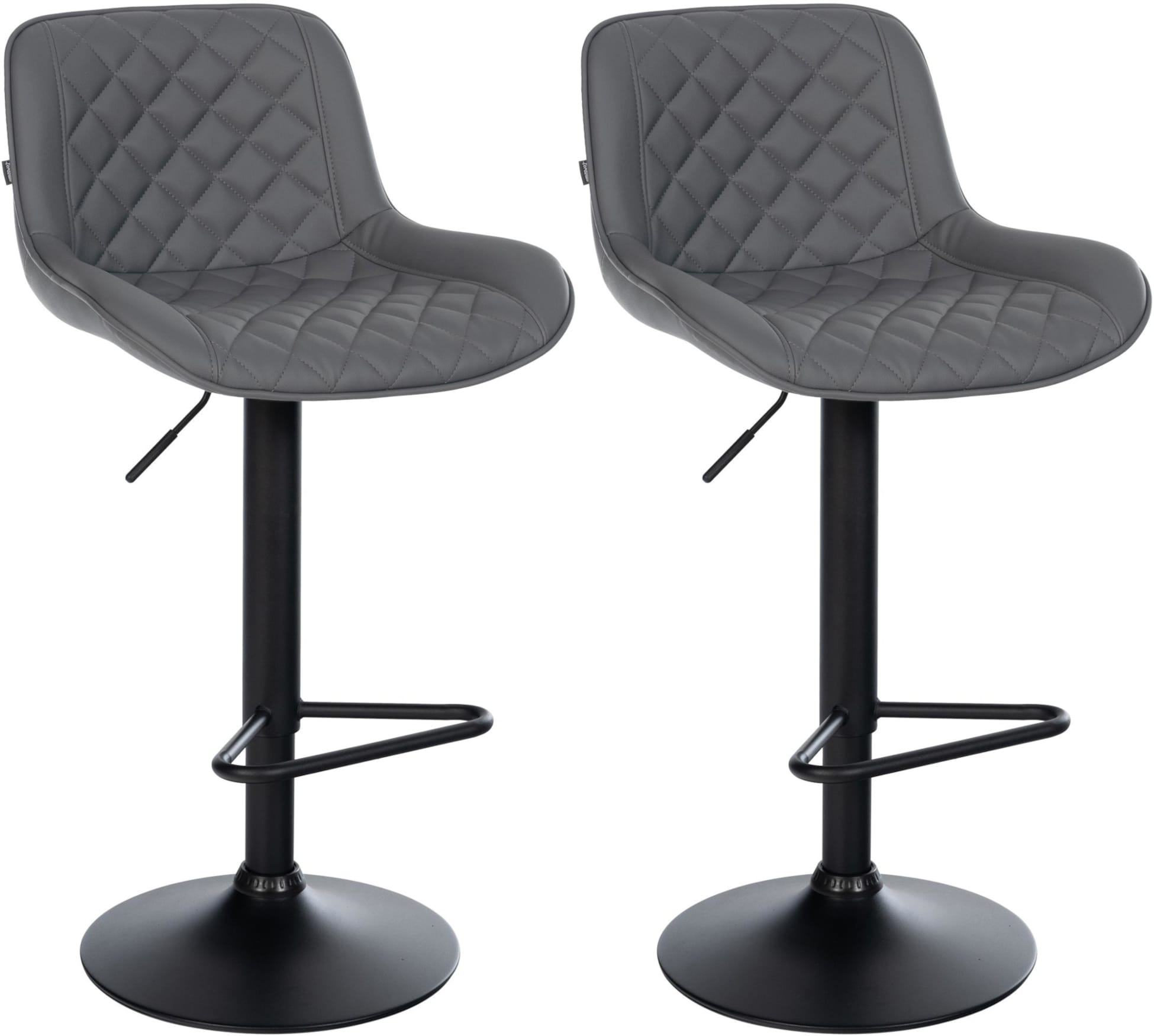 CLP Barhocker 2er Set, Barstuhl Kasson h&ouml;henverstellbar und drehbar mit R&uuml;ckenlehne, modern mit Fu&szlig;ablage und gepolsterter Sitz 