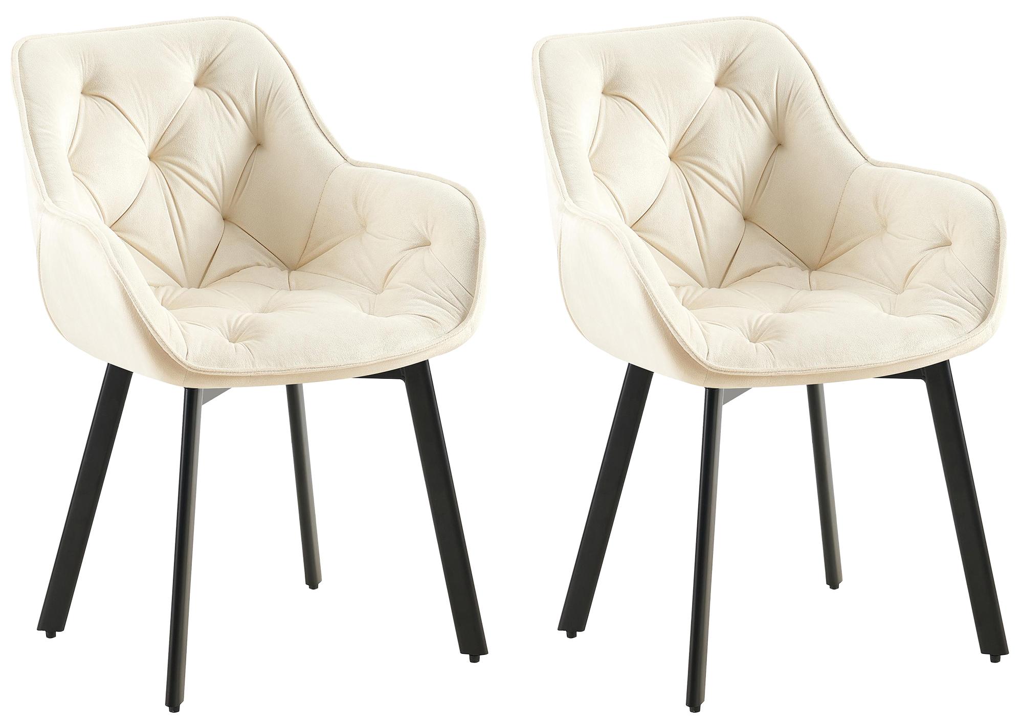 CLP Esszimmerst&uuml;hle 2er Set ergonomisch Antigo, Armlehne gepolstert, 180&deg; Drehfunktion, Samtbezug, K&uuml;chenstuhl mit schwarzem Metallgestell 