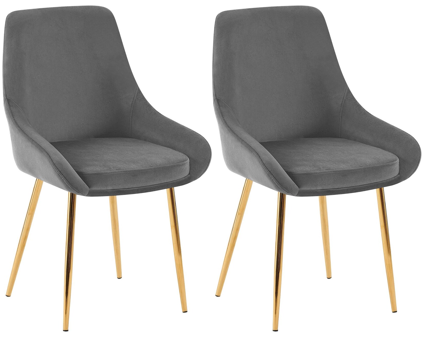 CLP 2er Set Esszimmerstuhl Elmira Samt gold Farbe: dunkelgrau, Material Gestell: Metall gold