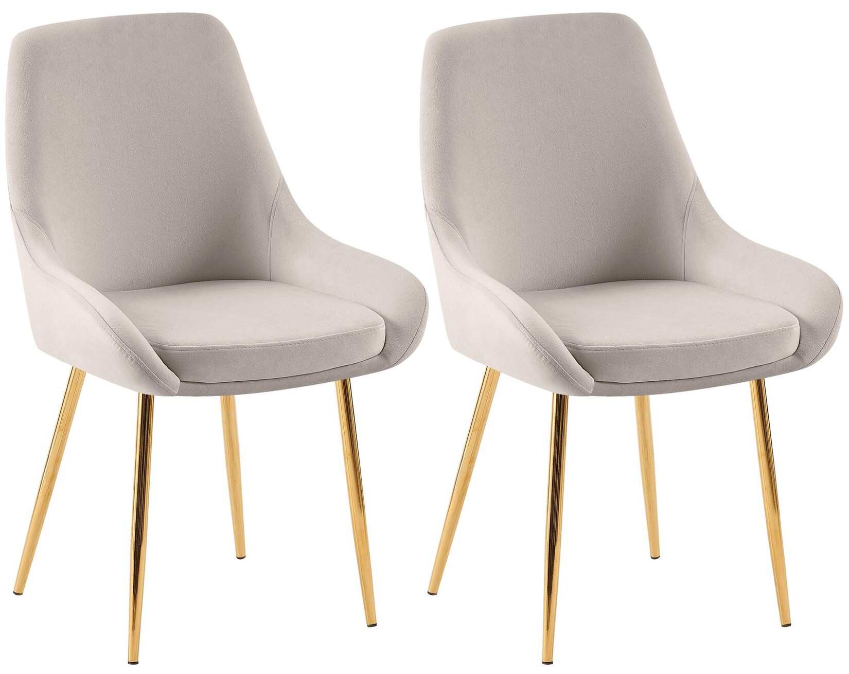 CLP 2er Set Esszimmerstuhl Elmira Samt gold Farbe: grau, Material Gestell: Metall gold