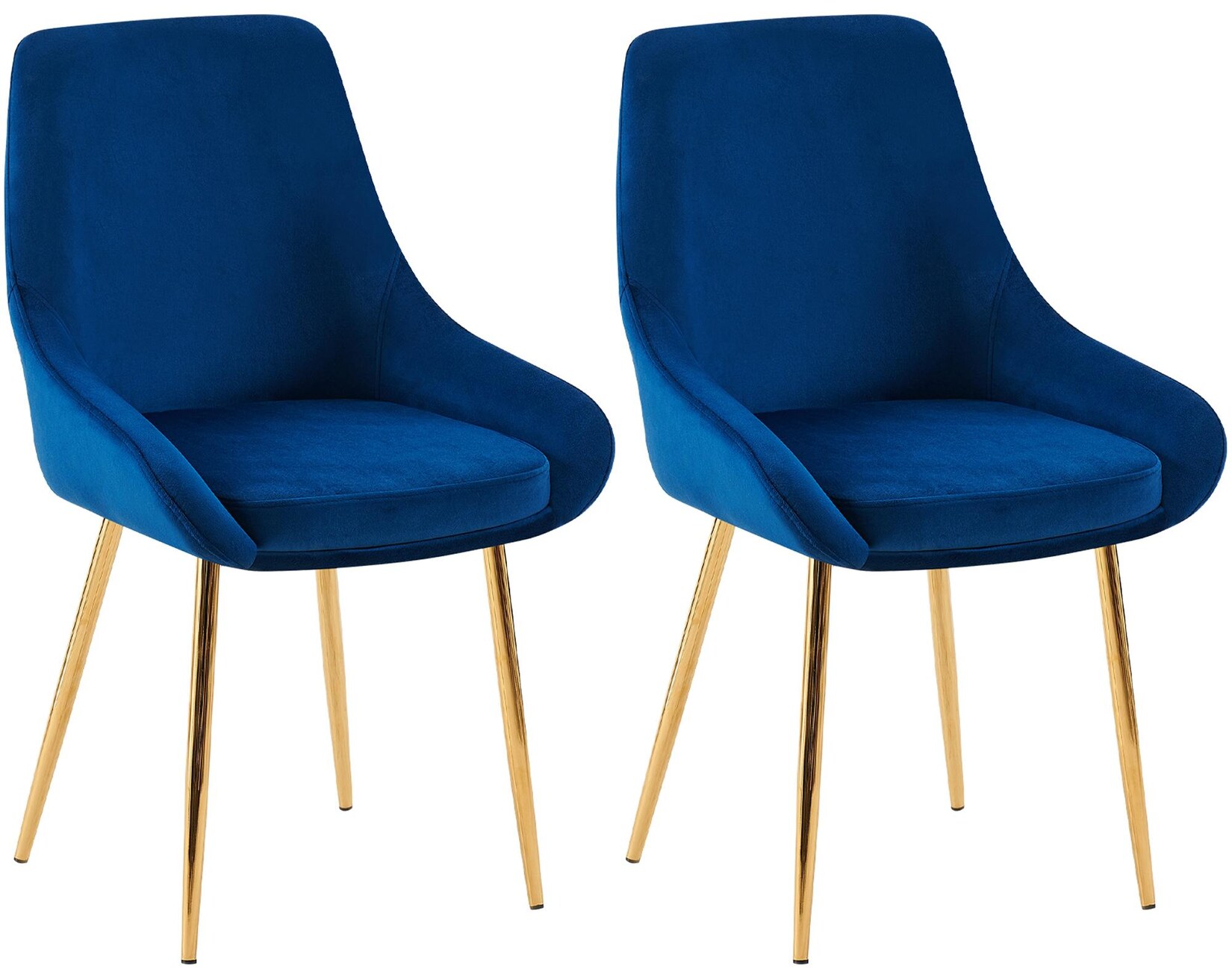 CLP 2er Set Esszimmerstuhl Elmira Samt gold Farbe: dunkelblau, Material Gestell: Metall gold