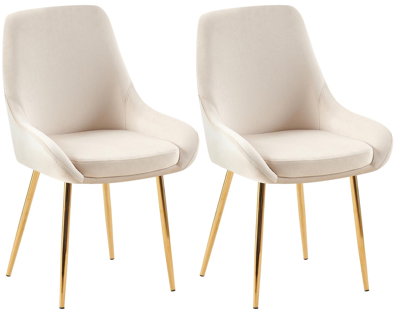 CLP 2er Set Esszimmerstuhl Elmira Samt gold Farbe: creme, Material Gestell: Metall gold
