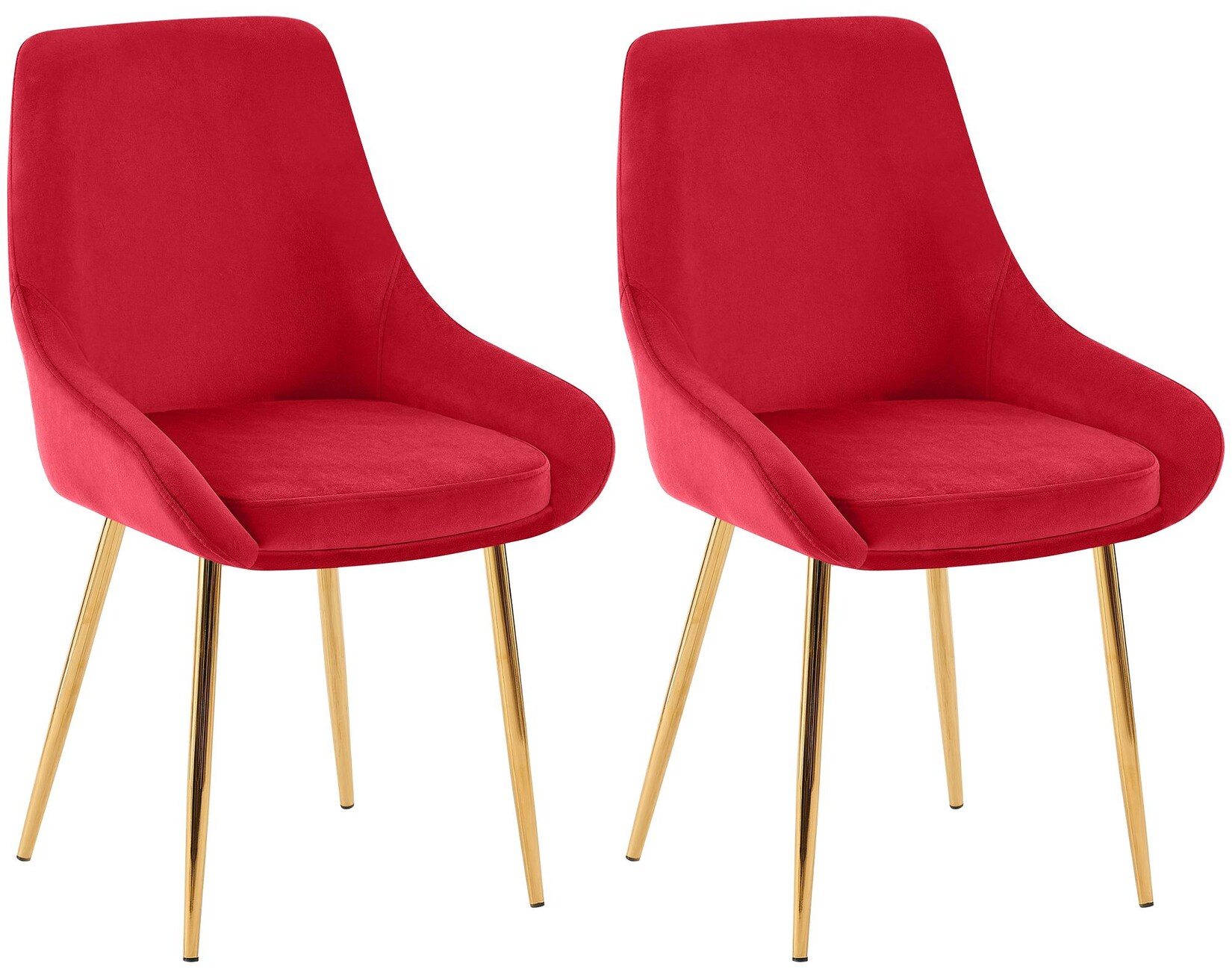 CLP 2er Set Esszimmerstuhl Elmira Samt gold Farbe: rot, Material Gestell: Metall gold