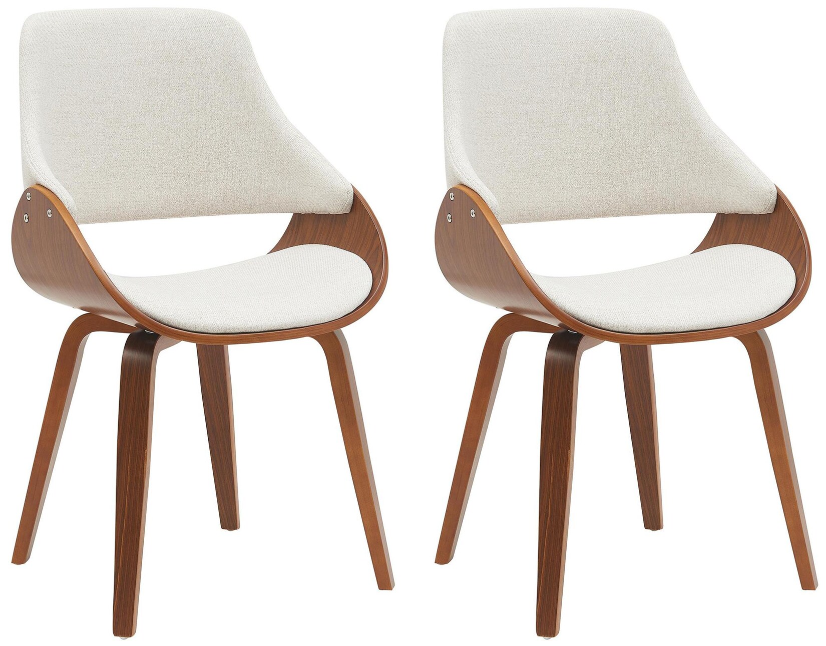 CLP 2er Set Esszimmerstuhl Vangale Farbe: walnuss/creme, Material: Stoff