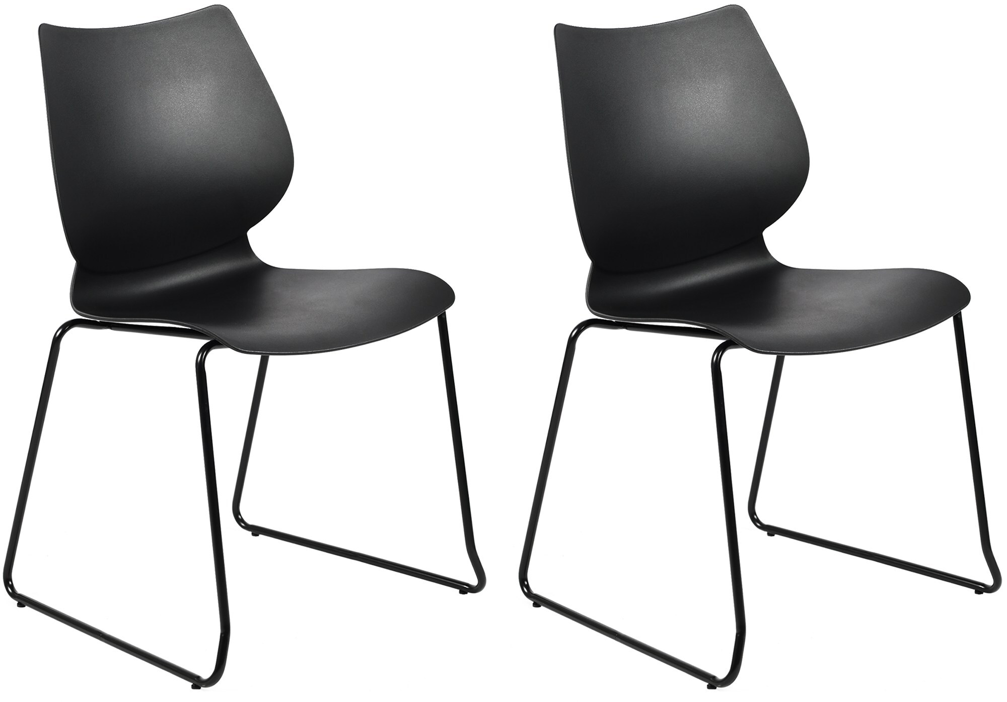 CLP Stapelstuhl 2er Set mit Lehne Houma, Esszimmerst&uuml;hle stapelbar, Sitzschalen aus Kunststoff und stabile Metallgestelle, bis 135 kg belastbar 