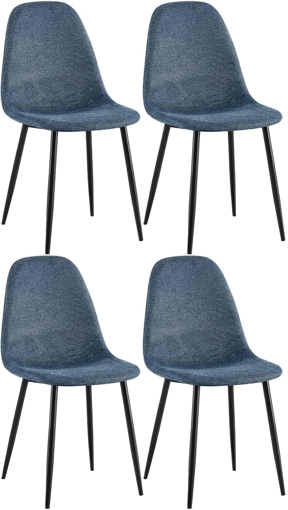CLP 4er Set Esszimmerstühle Napier Stoff Farbe: dunkelblau, Material: Stoff
