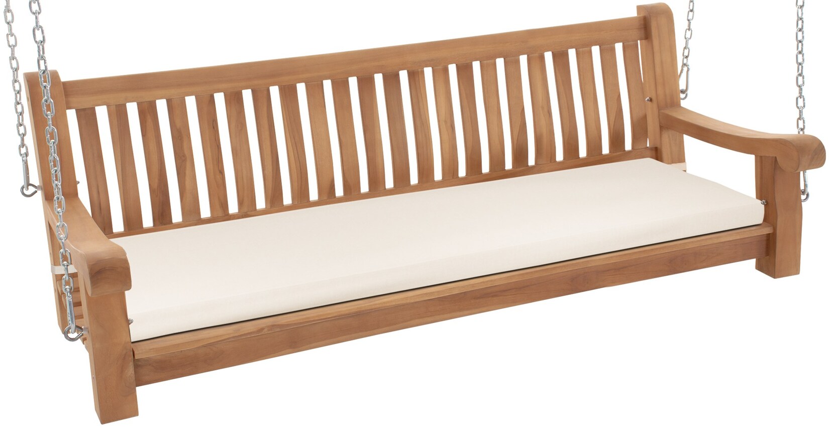 CLP Schaukelbank Joyce mit Sitzkissen 180 cm + teak Farbe: creme, Größe: 166x48x8 cm