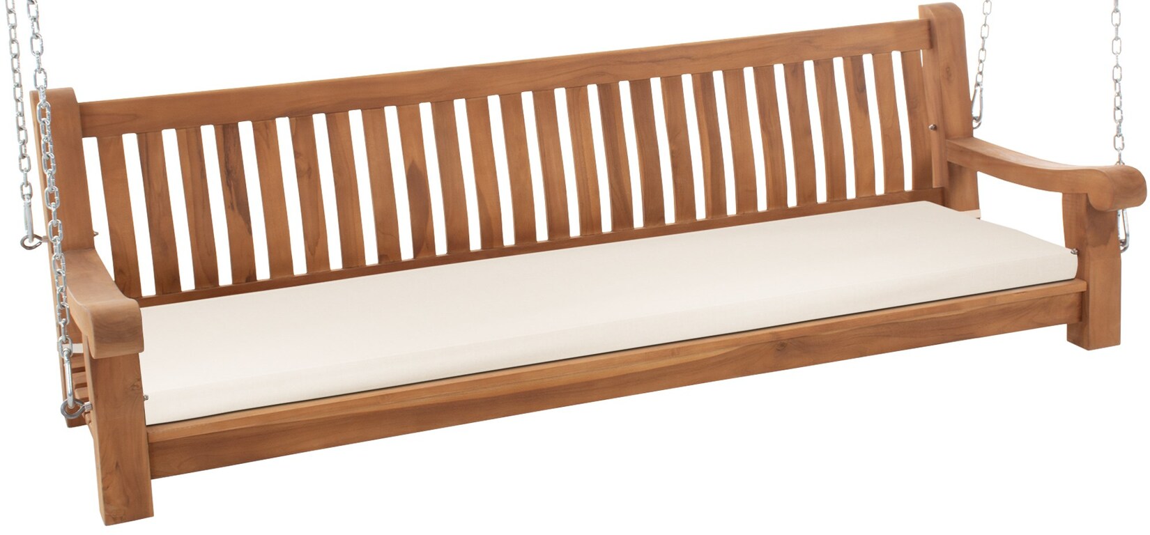 CLP Schaukelbank Joyce mit Sitzkissen 200 cm + teak Farbe: creme, Größe: 186x48x8 cm