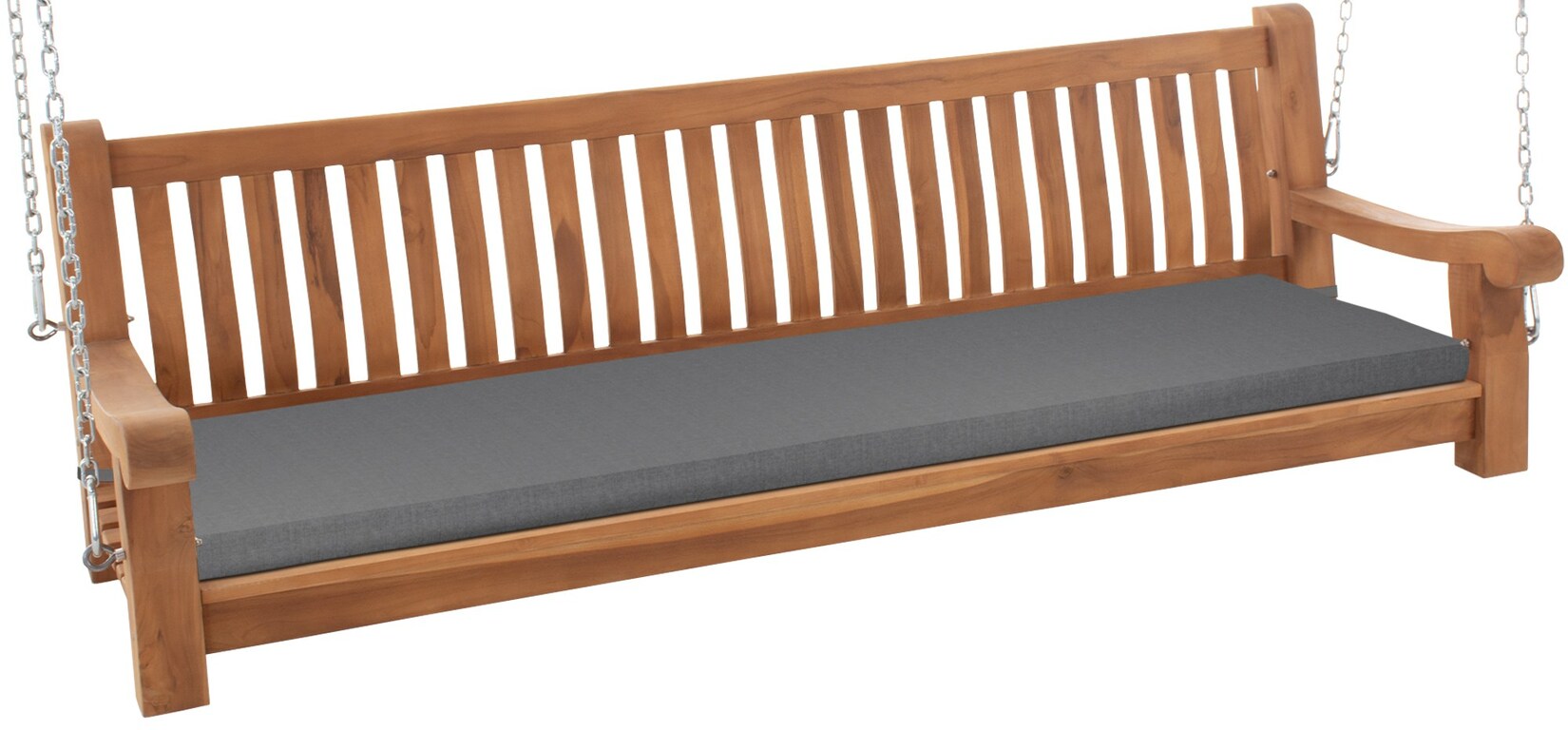 CLP Schaukelbank Joyce mit Sitzkissen 200 cm + teak Farbe: dunkelgrau, Größe: 186x48x8 cm