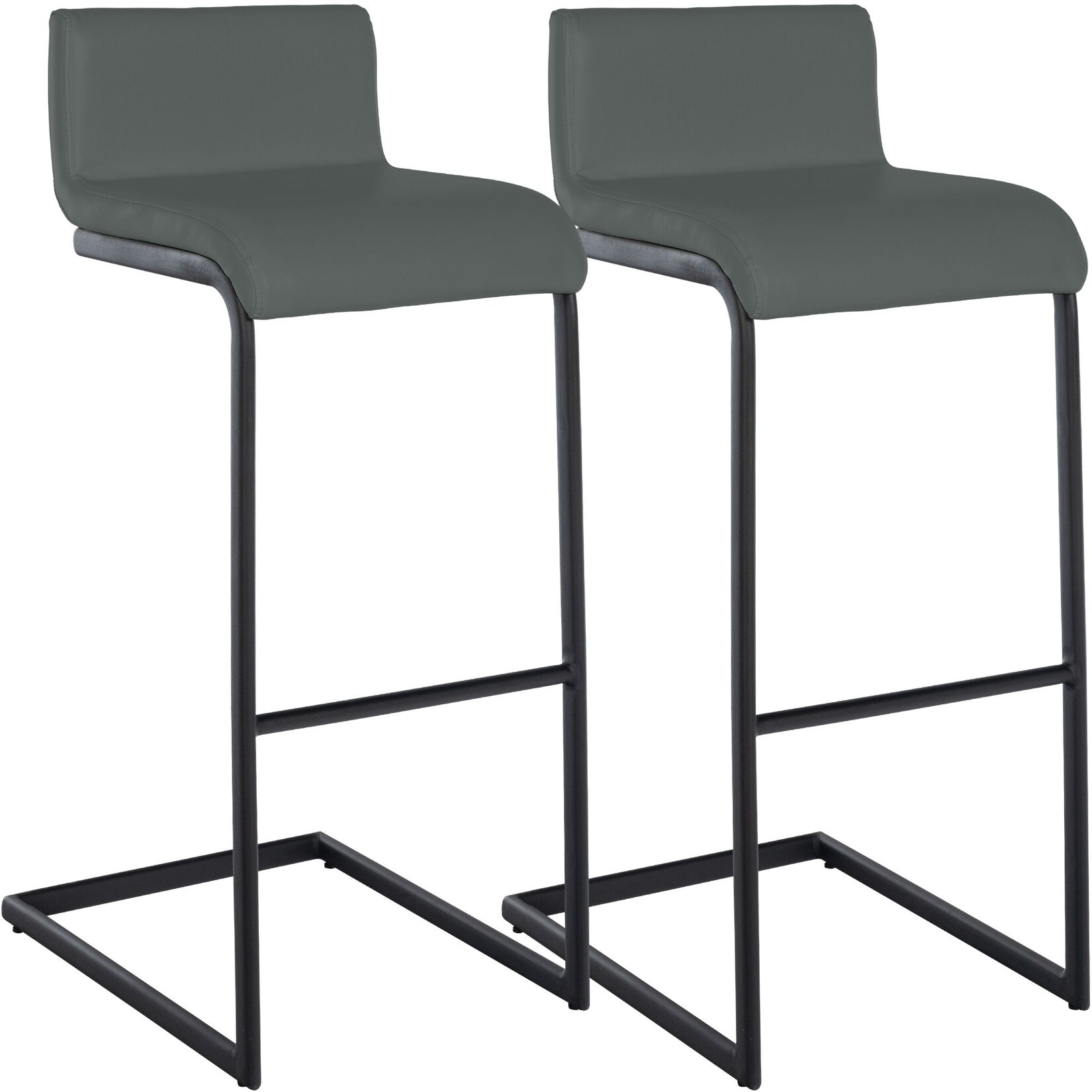 CLP Barhocker 2er Set mit Lehne Newport, Barstühle Küche mit schwarzen Edelstahlgestellen und integrierter Fußstütze