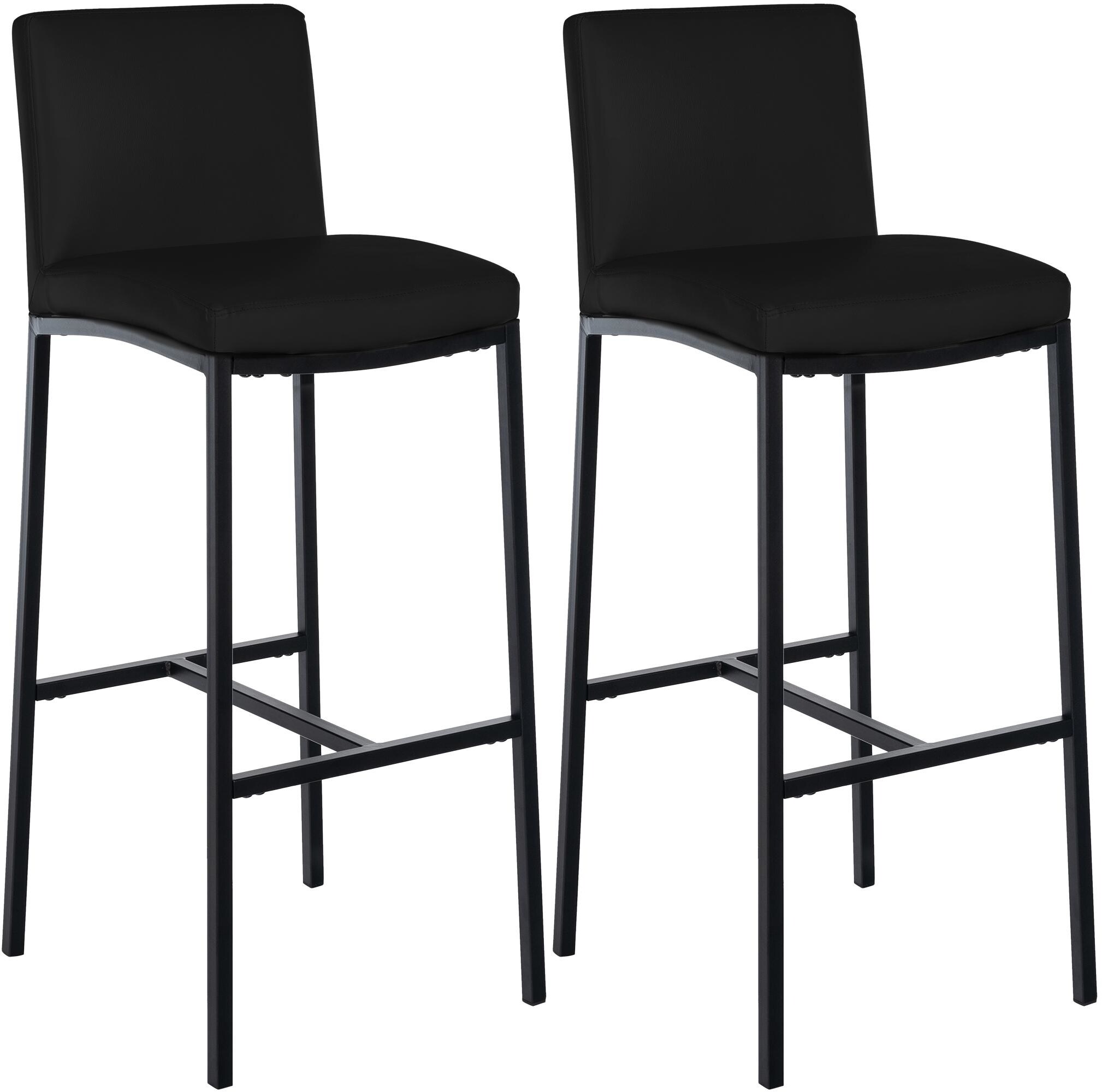 CLP Barhocker 2er Set mit Lehne Freeport, Barst&uuml;hle gepolstert, moderne Tresenst&uuml;hle mit Metallgestellen matt-schwarz und Fu&szlig;ablagen 