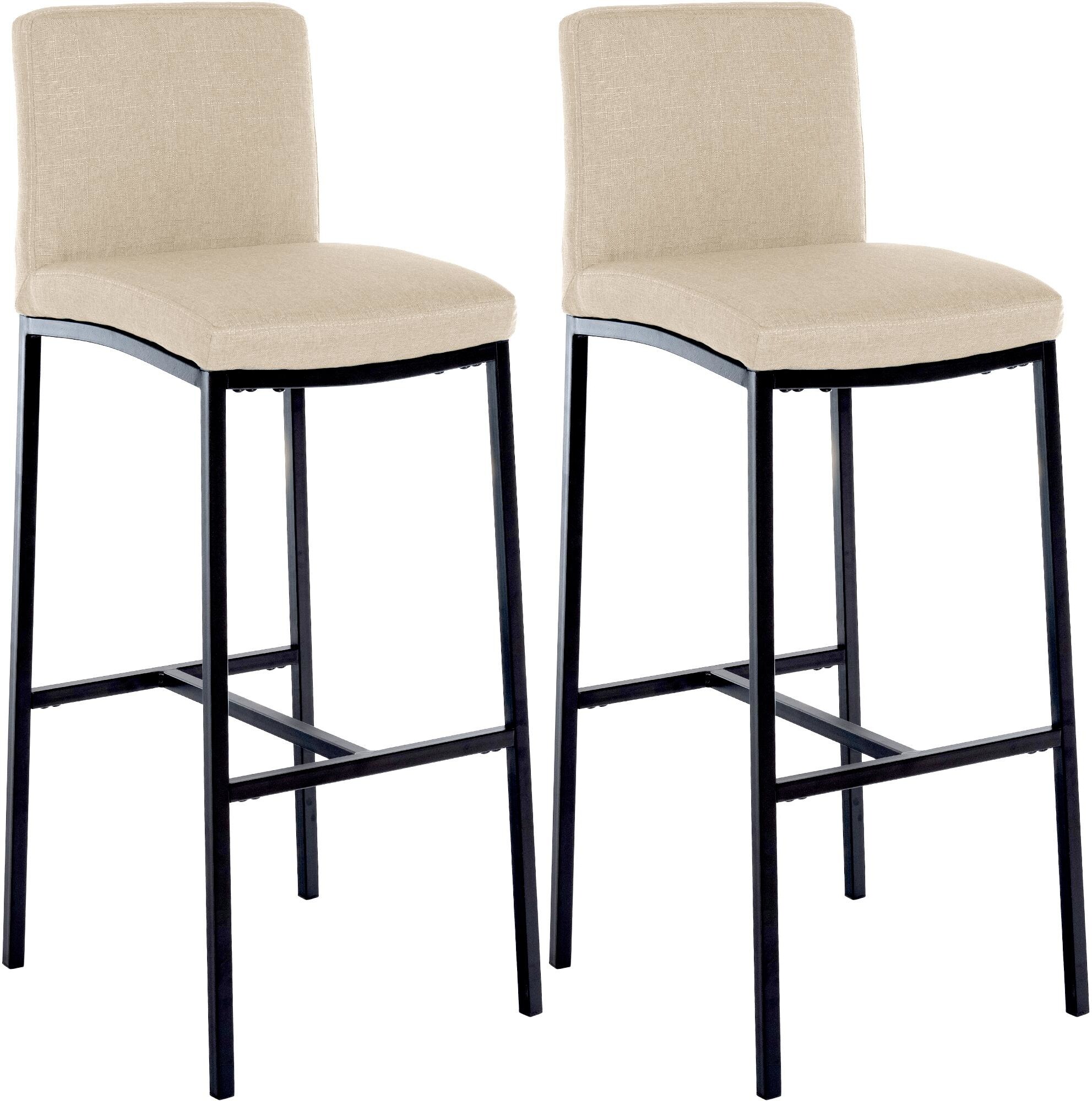 CLP Barhocker 2er Set mit Lehne Freeport, Barst&uuml;hle gepolstert, moderne Tresenst&uuml;hle mit Metallgestellen matt-schwarz und Fu&szlig;ablagen 
