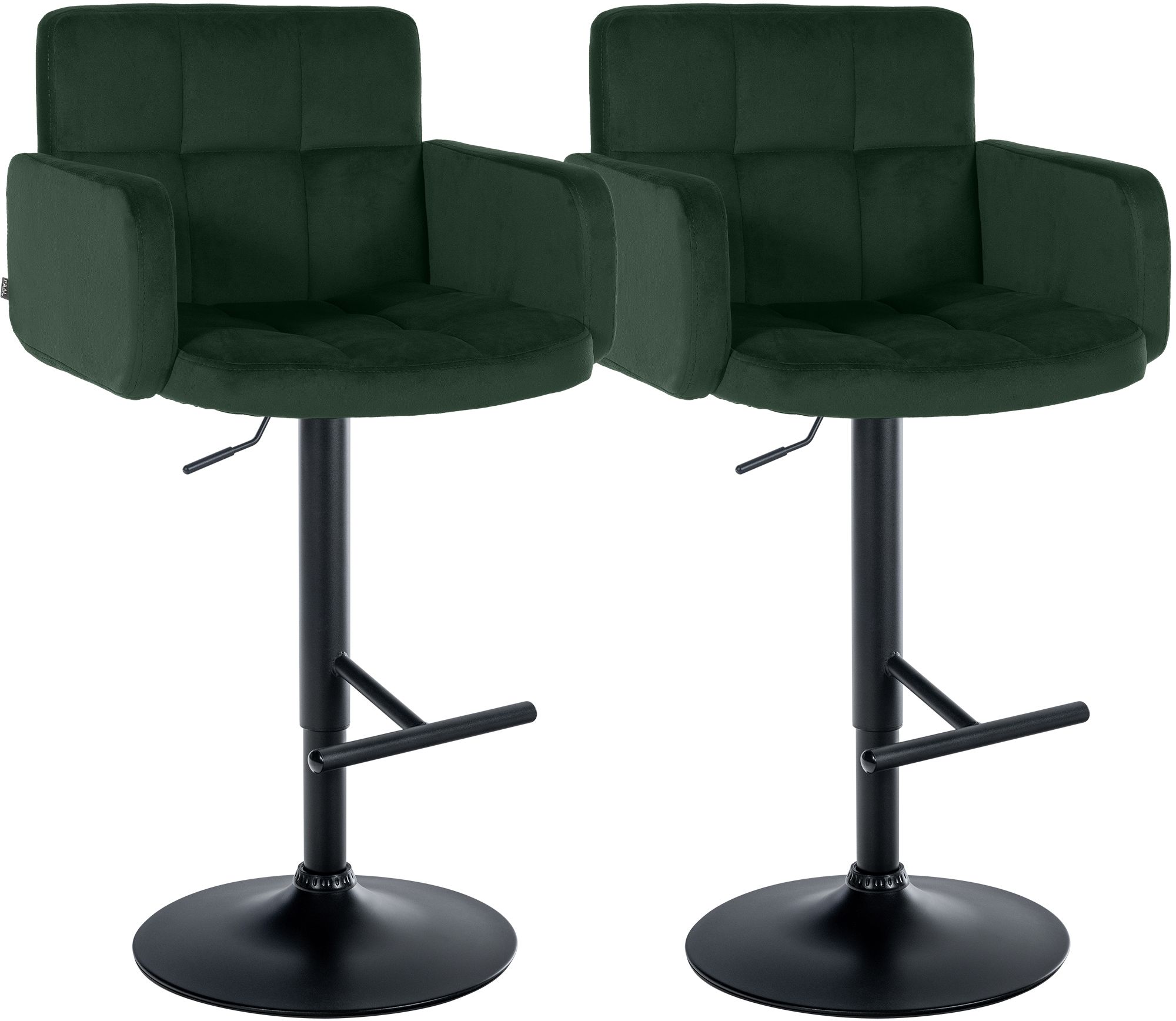CLP Barhocker 2er Set mit Lehne Los Angeles, Barstuhl gepolstert Samt, Tresenstuhl mit Fu&szlig;st&uuml;tze h&ouml;henverstellbar und drehbar, bis 150 kg 