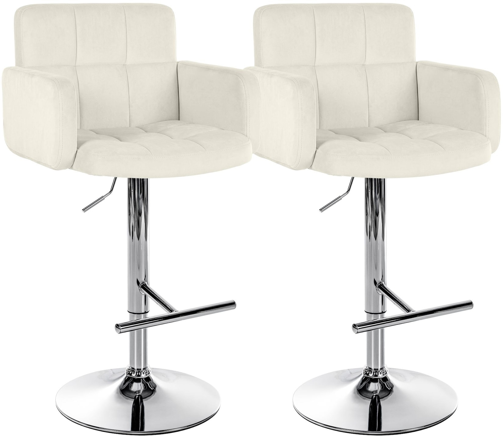 CLP Barhocker 2er Set mit Lehne Los Angeles, Barstuhl gepolstert Samt, Tresenstuhl mit Fußstütze höhenverstellbar und drehbar, bis 150 kg