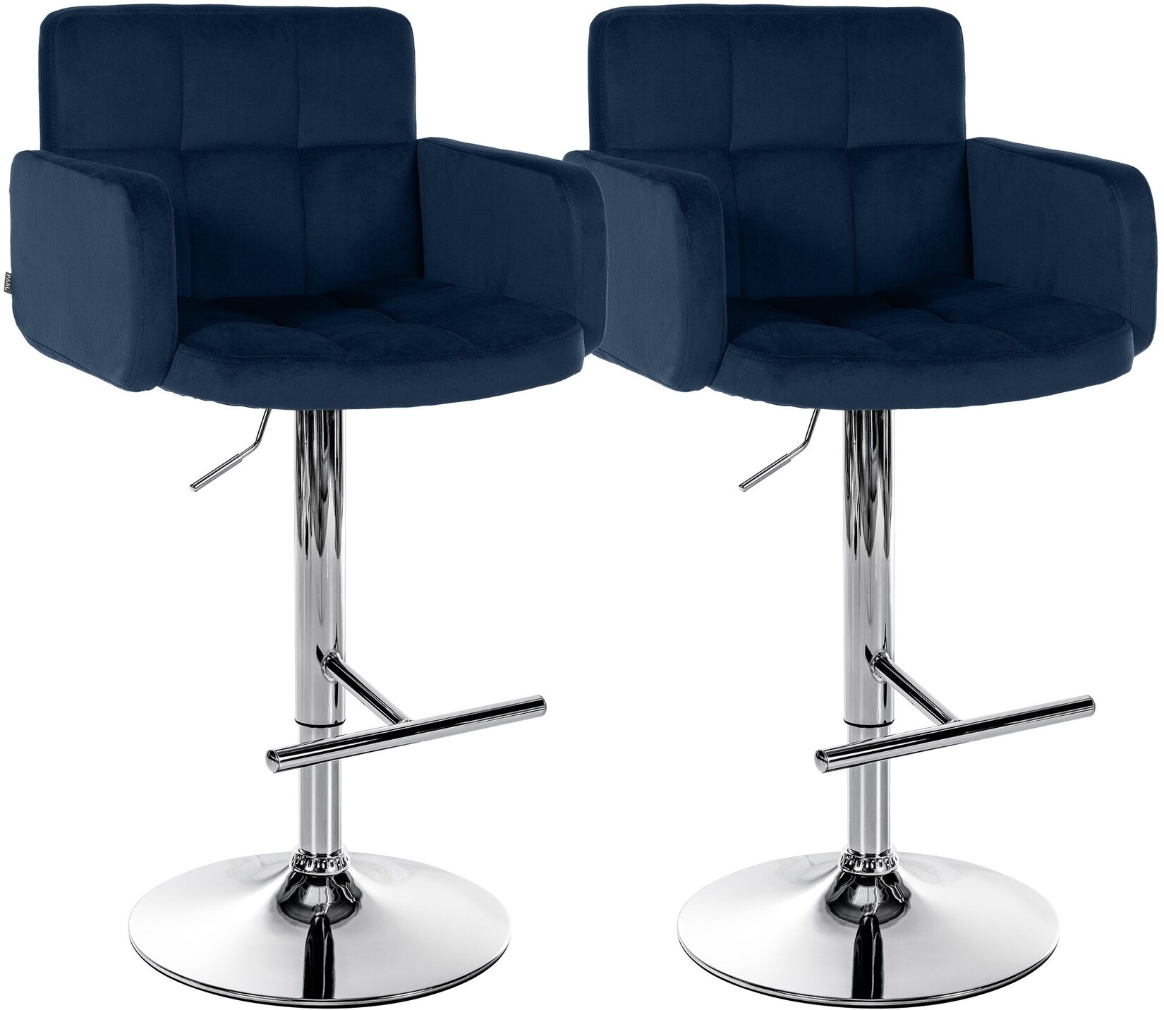 CLP Barhocker 2er Set mit Lehne Los Angeles, Barstuhl gepolstert Samt, Tresenstuhl mit Fußstütze höhenverstellbar und drehbar, bis 150 kg