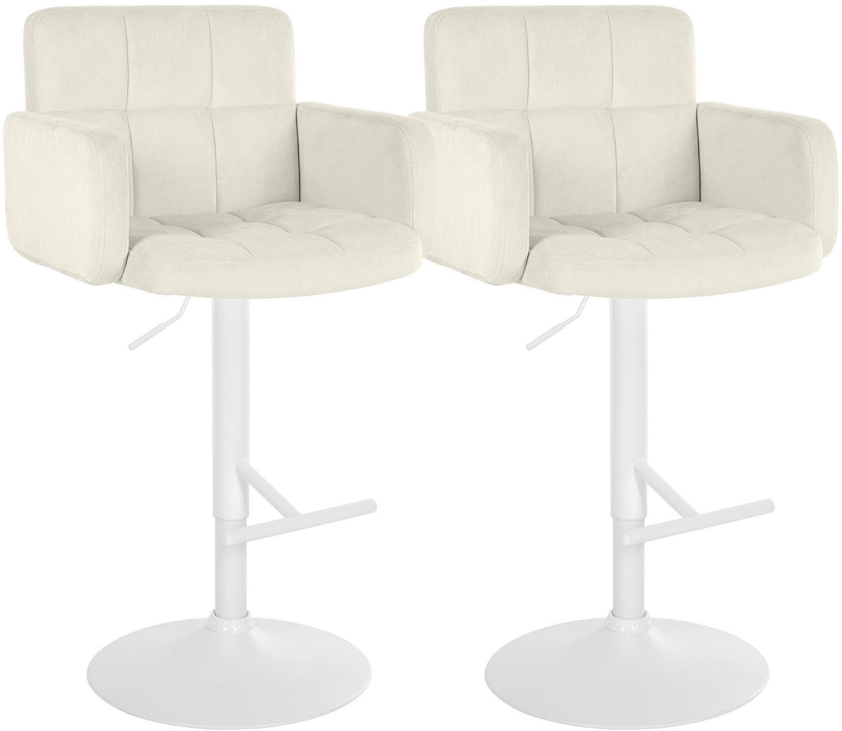 CLP Barhocker 2er Set mit Lehne Los Angeles, Barstuhl gepolstert Samt, Tresenstuhl mit Fußstütze höhenverstellbar und drehbar, bis 150 kg
