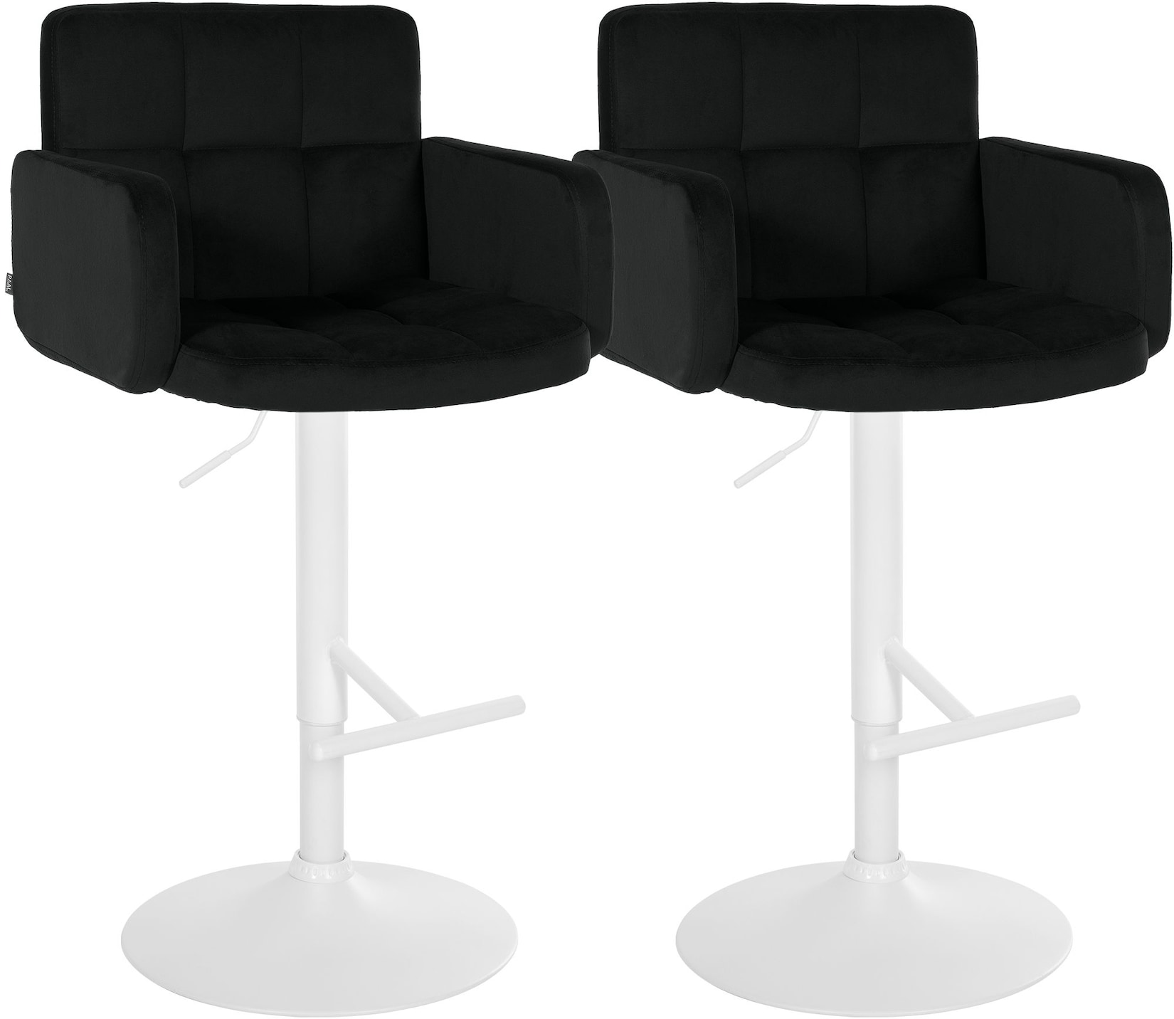 CLP Barhocker 2er Set mit Lehne Los Angeles, Barstuhl gepolstert Samt, Tresenstuhl mit Fußstütze höhenverstellbar und drehbar, bis 150 kg
