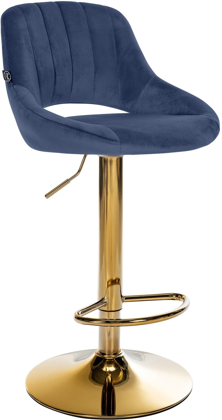 CLP Barhocker Milet Samt gold - Farbe: blau, Gestellfarbe: gold