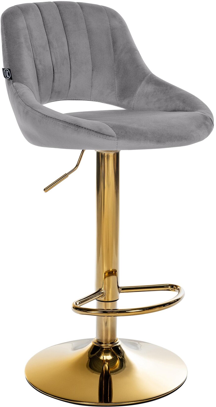 CLP Barhocker Milet Samt gold - Farbe: dunkelgrau, Gestellfarbe: gold