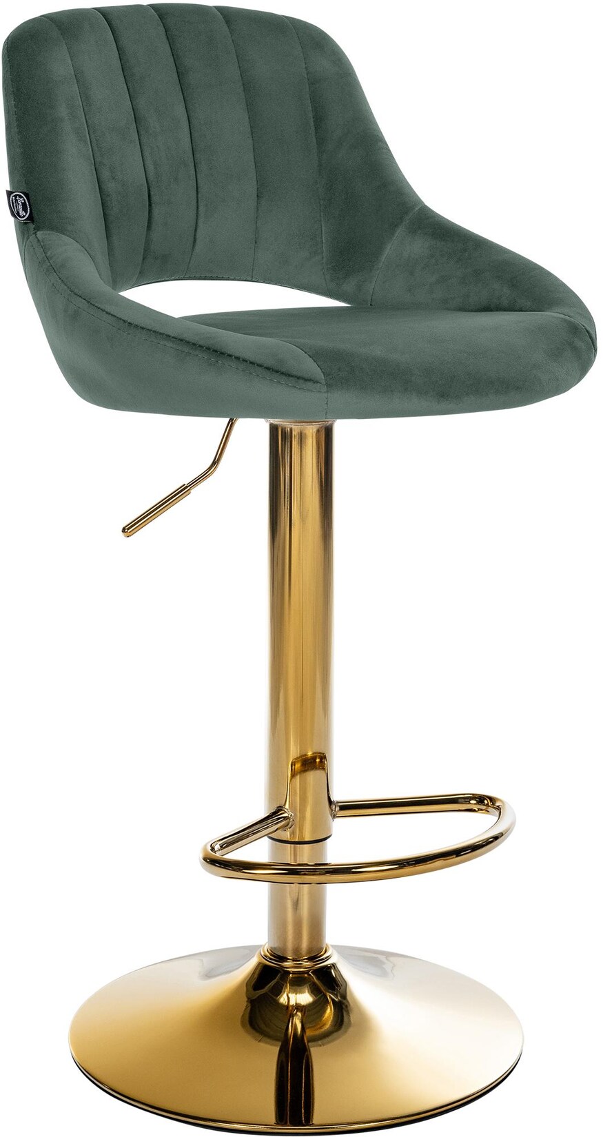 CLP Barhocker Milet Samt gold - Farbe: grün, Gestellfarbe: gold