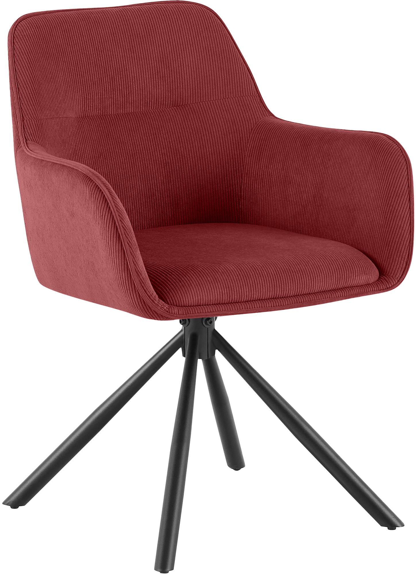 CLP Esszimmerstuhl drehbar Tipton Cord, 180&deg; schwenkbarer Sessel mit Armlehne und R&uuml;ckenlehne, bis 150 kg Belastbarkeit 